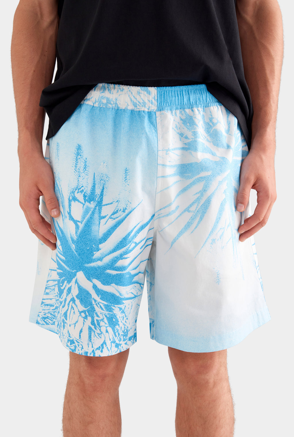 Relaxed Cotton Short - Cactus Print Negative