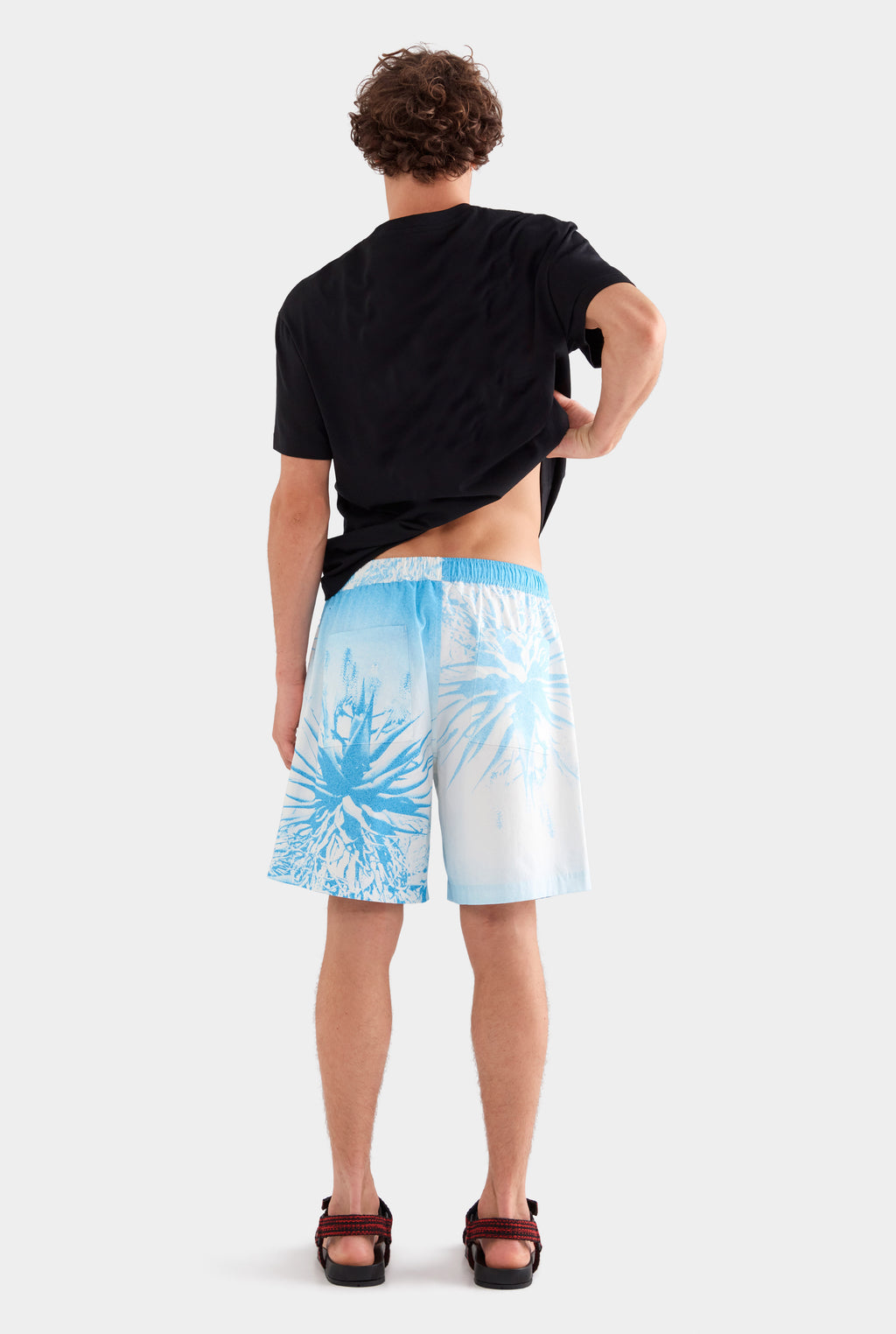Relaxed Cotton Short - Cactus Print Negative