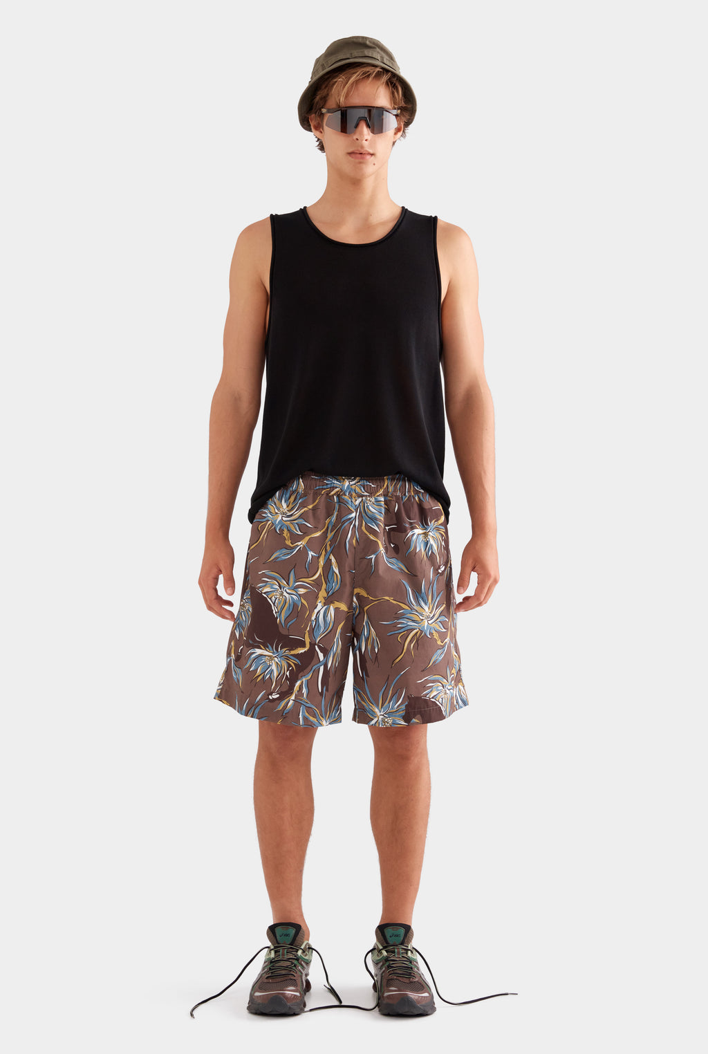 Relaxed Cotton Short - Charcoal Floral Horse Print