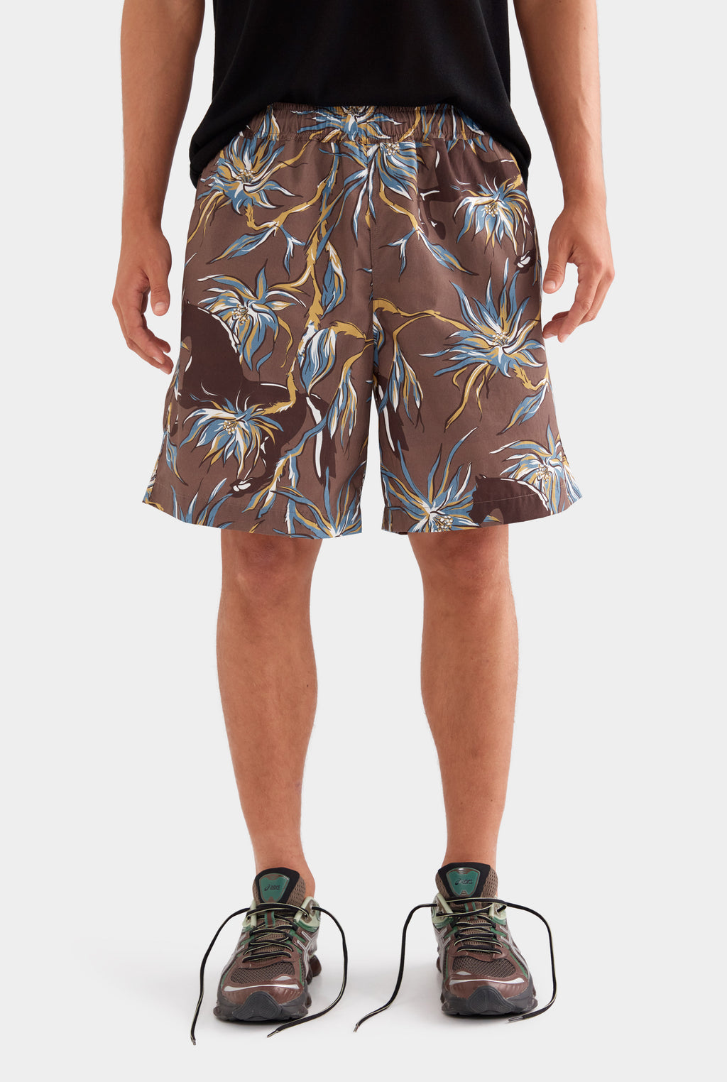 Relaxed Cotton Short - Charcoal Floral Horse Print