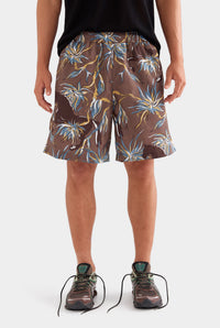 Relaxed Cotton Short - Charcoal Floral Horse Print