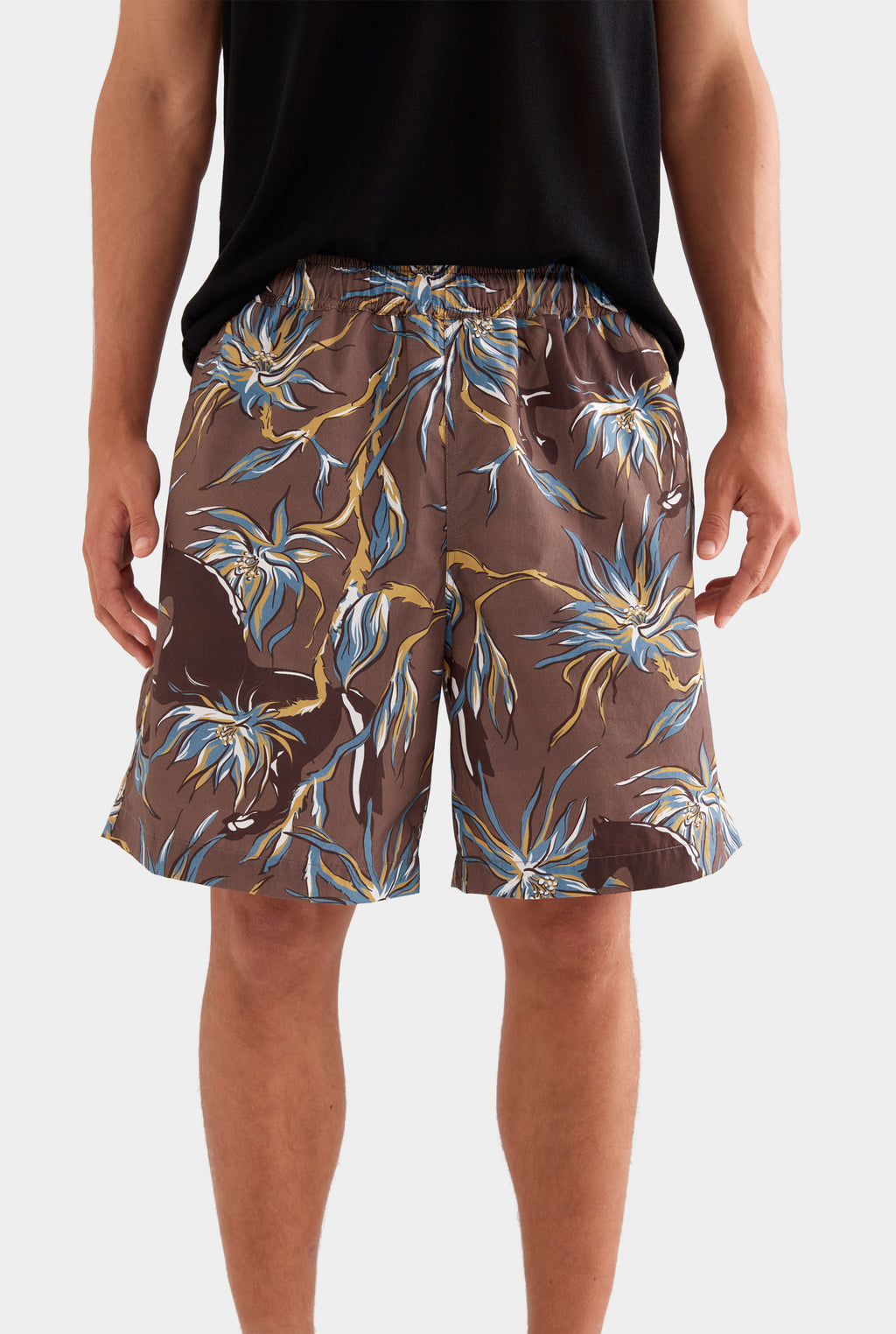 Relaxed Cotton Short - Charcoal Floral Horse Print