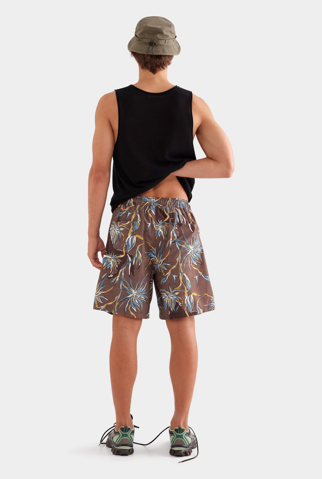 Relaxed Cotton Short - Charcoal Floral Horse Print