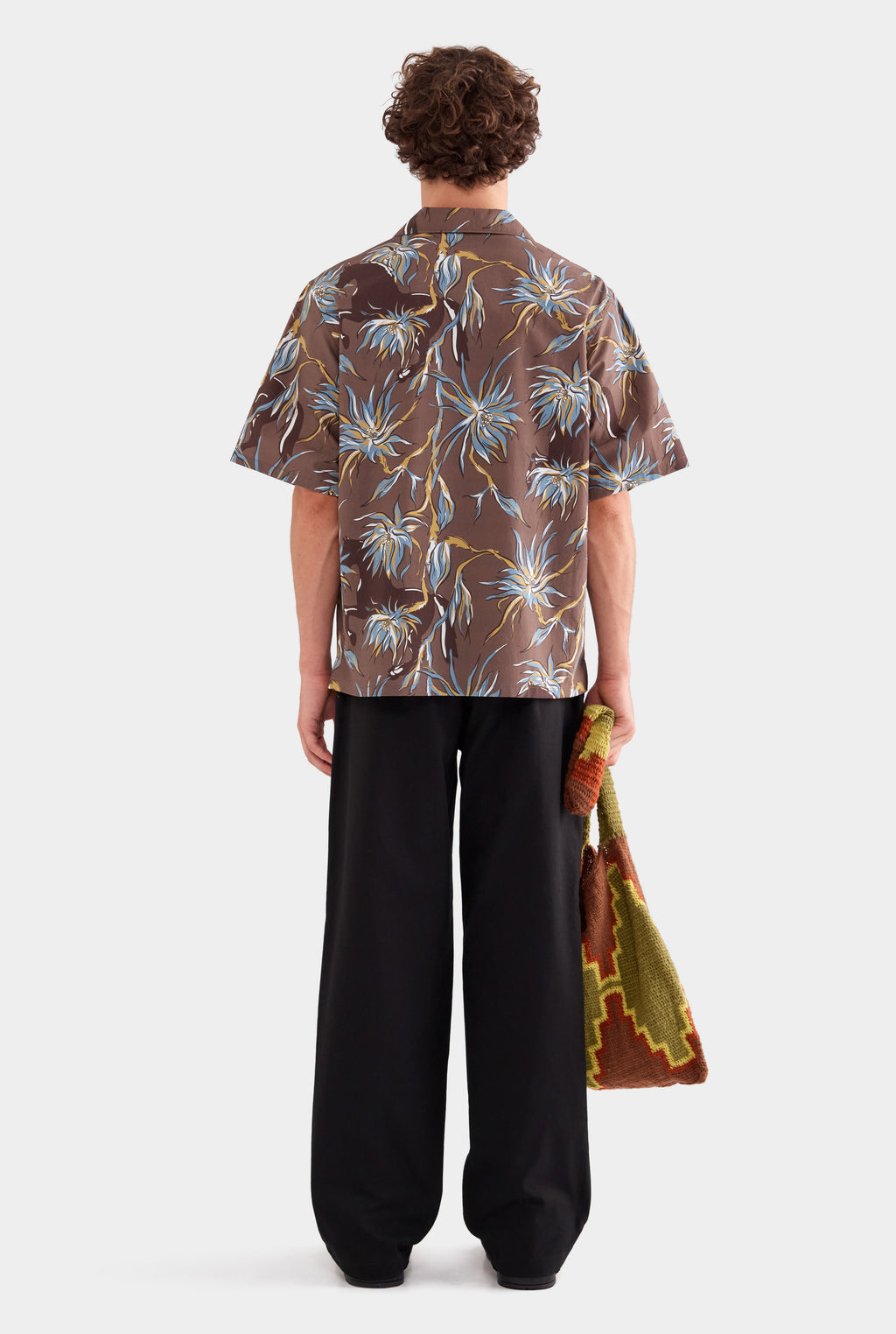 Relaxed Cotton Short Sleeve Shirt - Charcoal Floral Horse Print