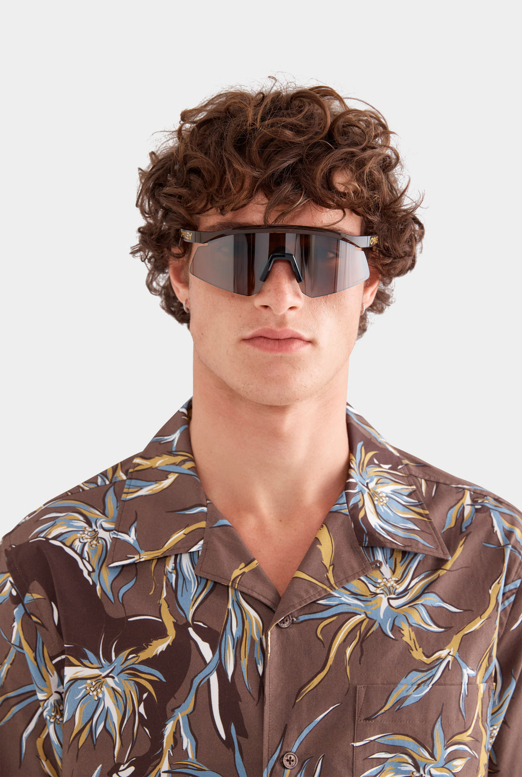 Relaxed Cotton Short Sleeve Shirt - Charcoal Floral Horse Print