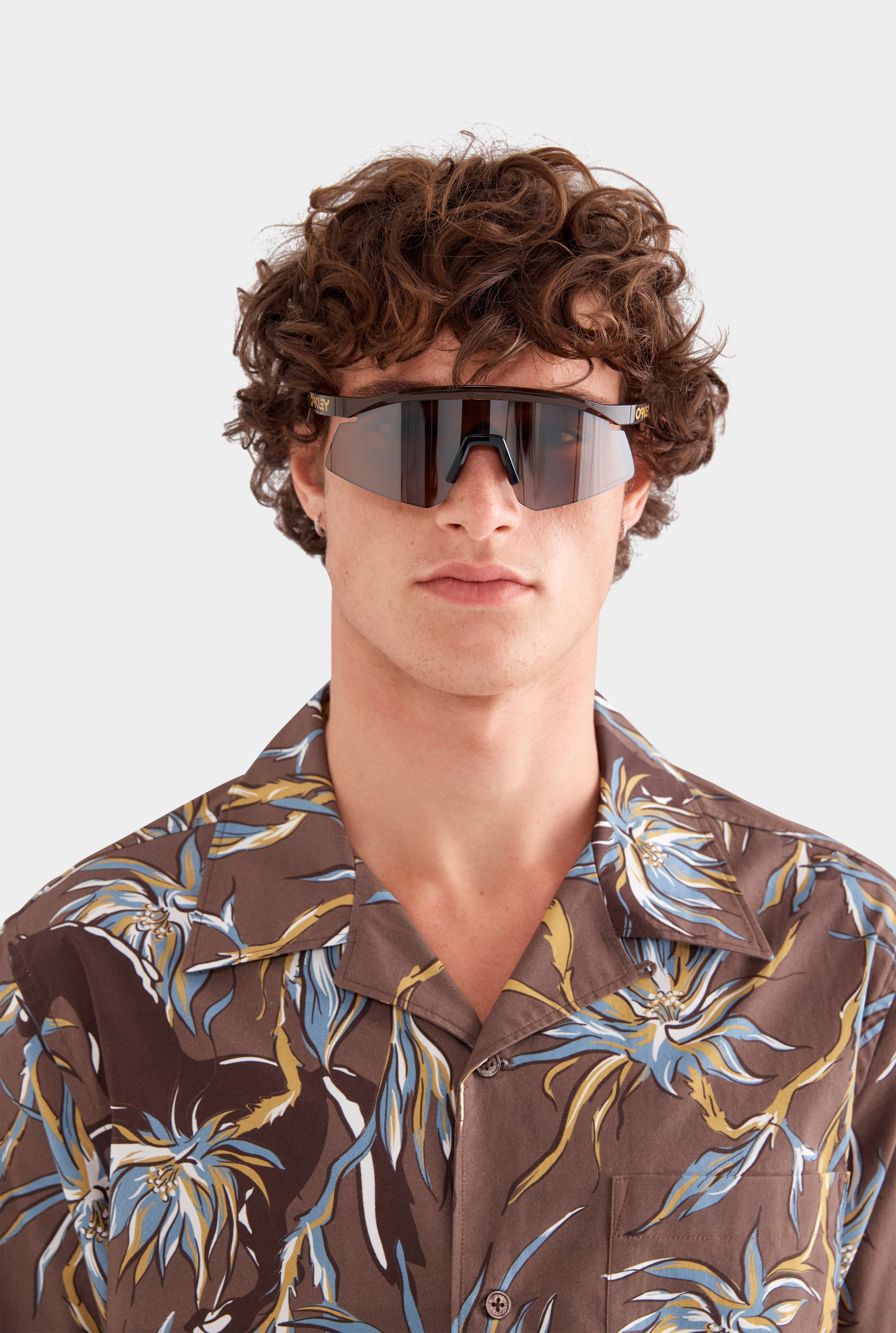 Relaxed Cotton Short Sleeve Shirt - Charcoal Floral Horse Print