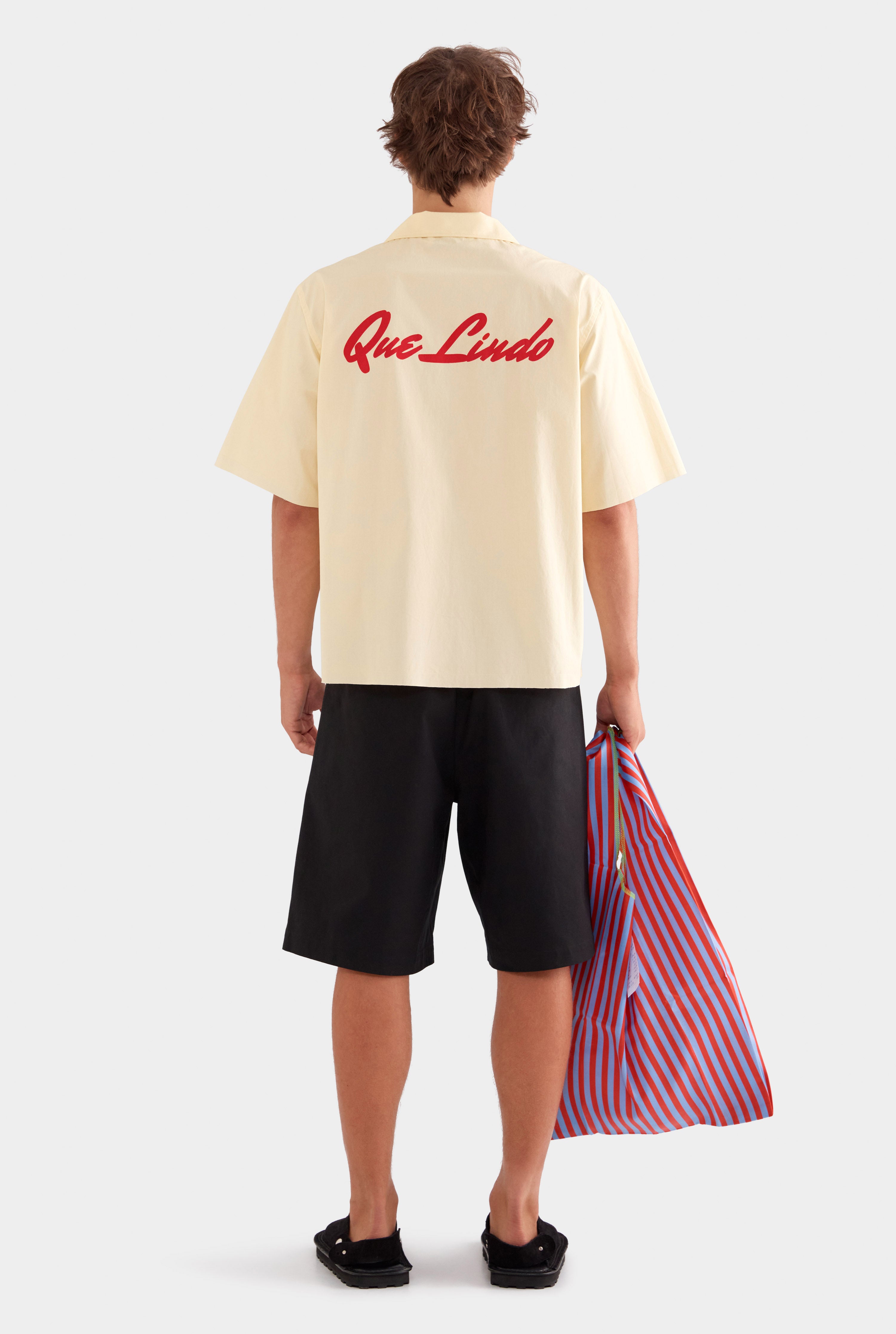 Relaxed Cotton Short Sleeve Shirt - Dusty Yellow/Red Que Lindo