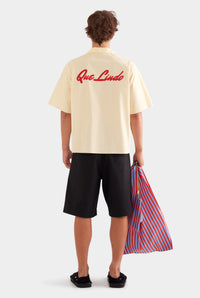 Relaxed Cotton Short Sleeve Shirt - Dusty Yellow/Red Que Lindo