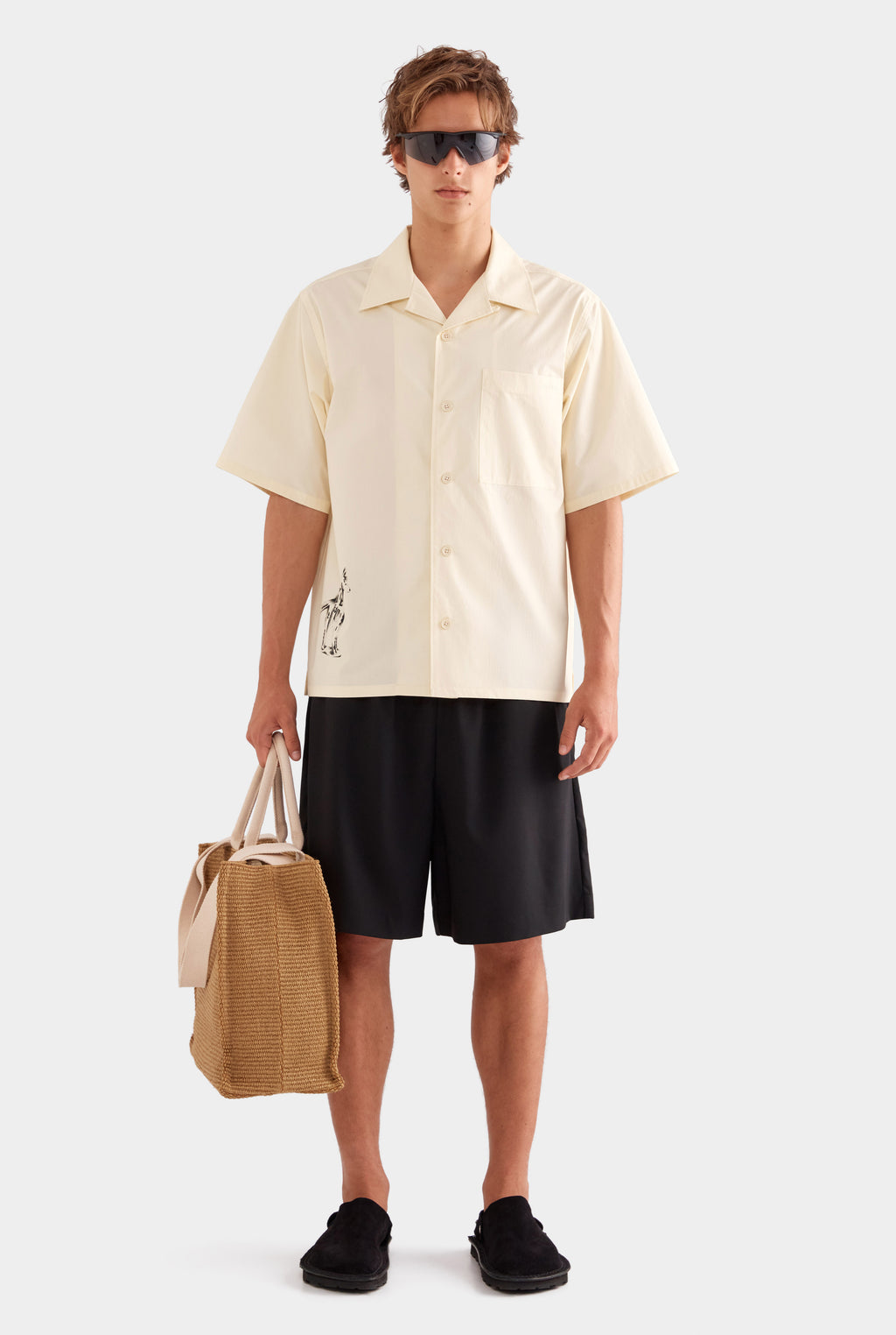 Relaxed Cotton Short Sleeve Shirt - Vanilla Cream/Siurell Stamp