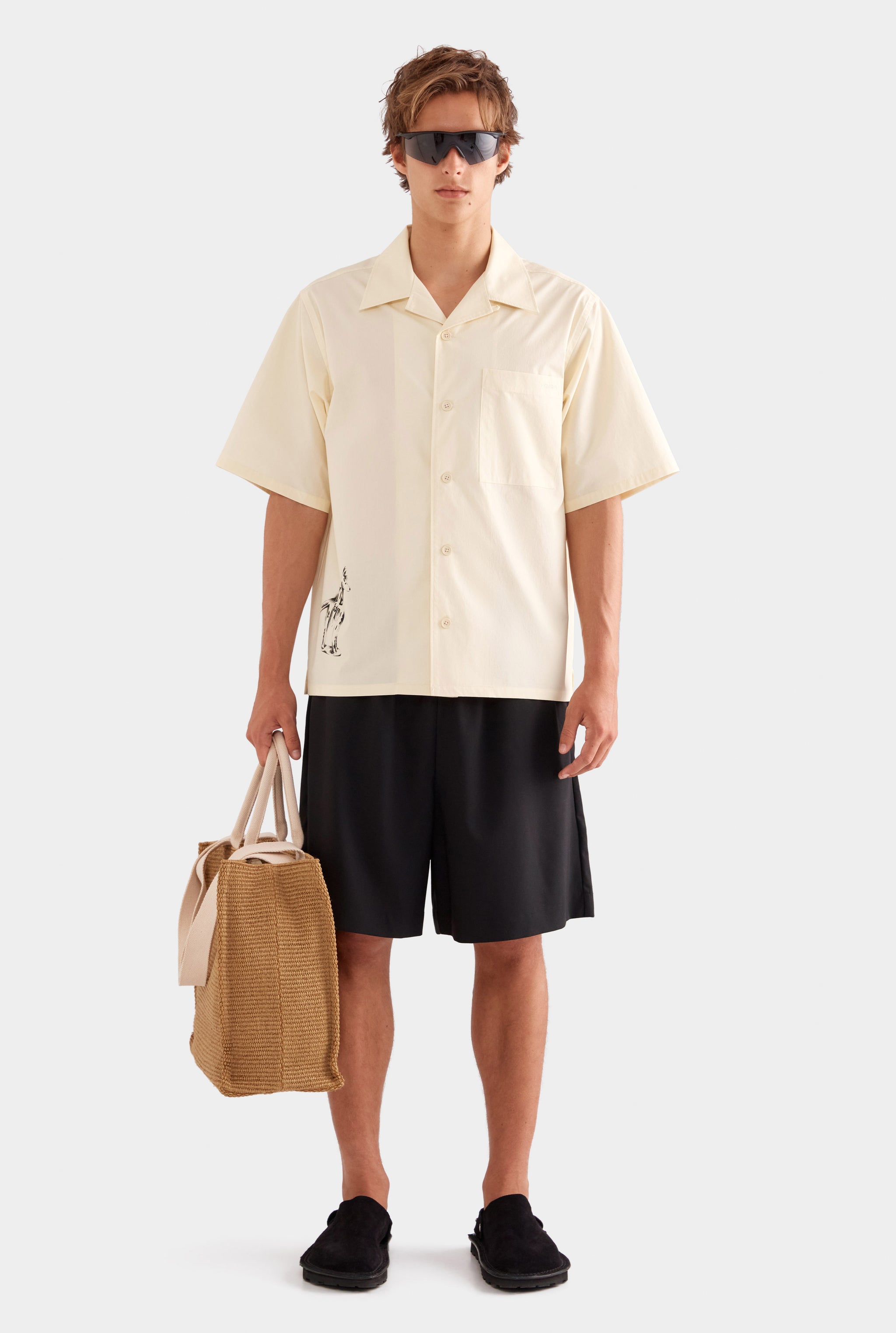Relaxed Cotton Short Sleeve Shirt - Vanilla Cream/Siurell Stamp
