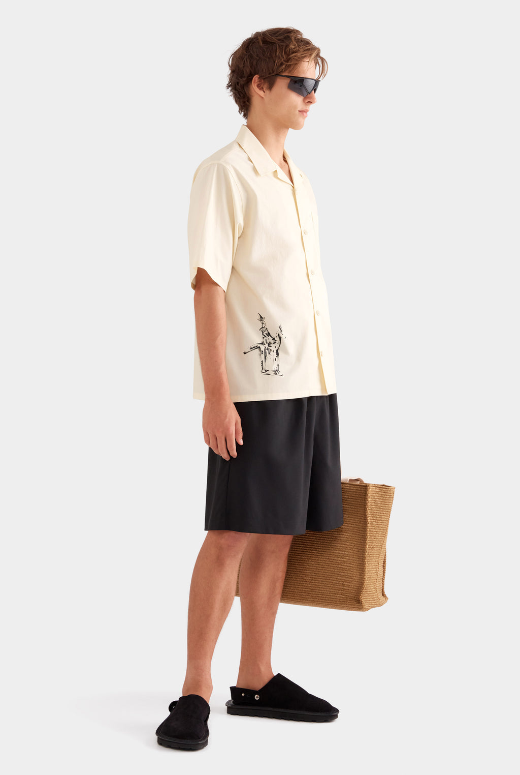 Relaxed Cotton Short Sleeve Shirt - Vanilla Cream/Siurell Stamp