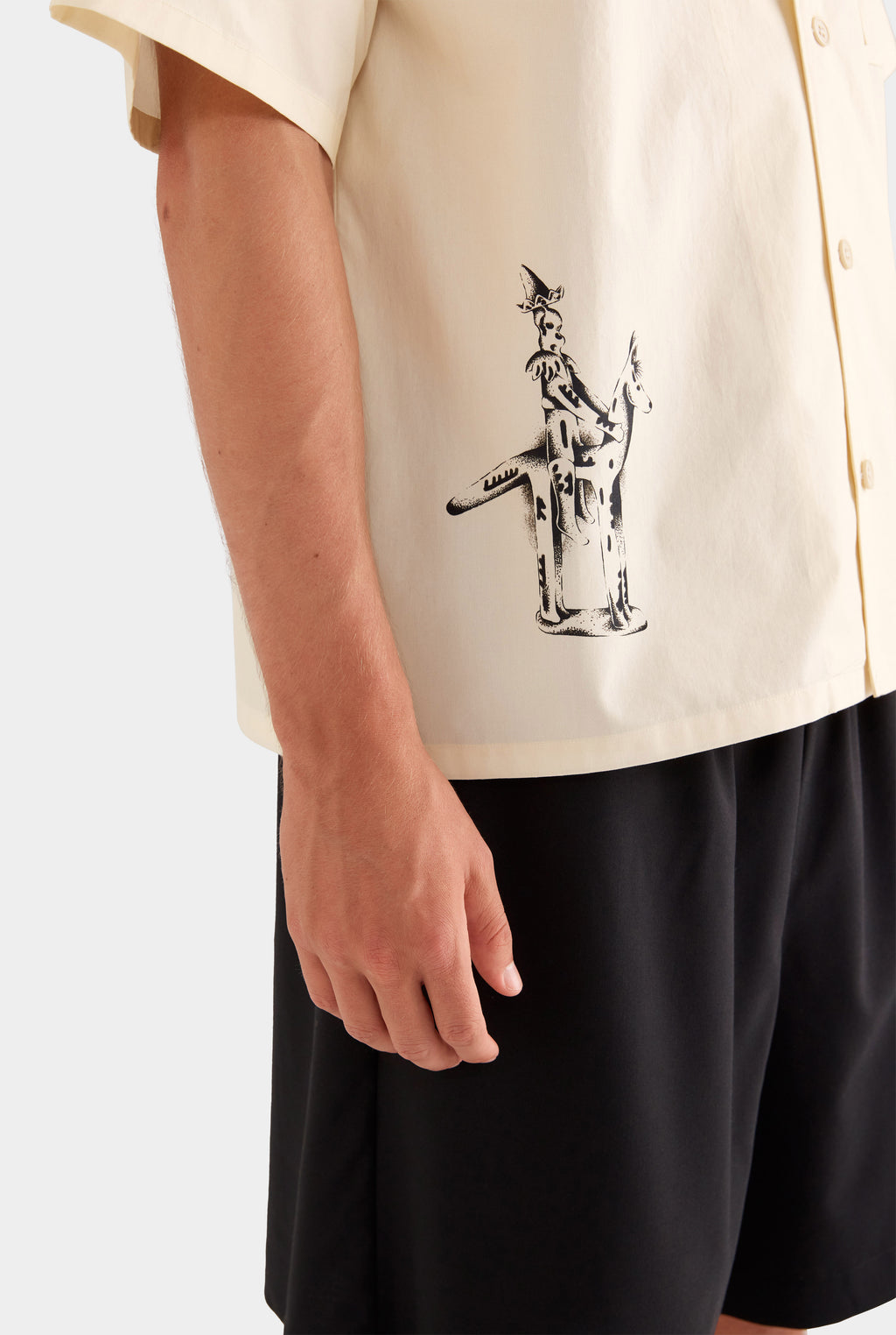 Relaxed Cotton Short Sleeve Shirt - Vanilla Cream/Siurell Stamp