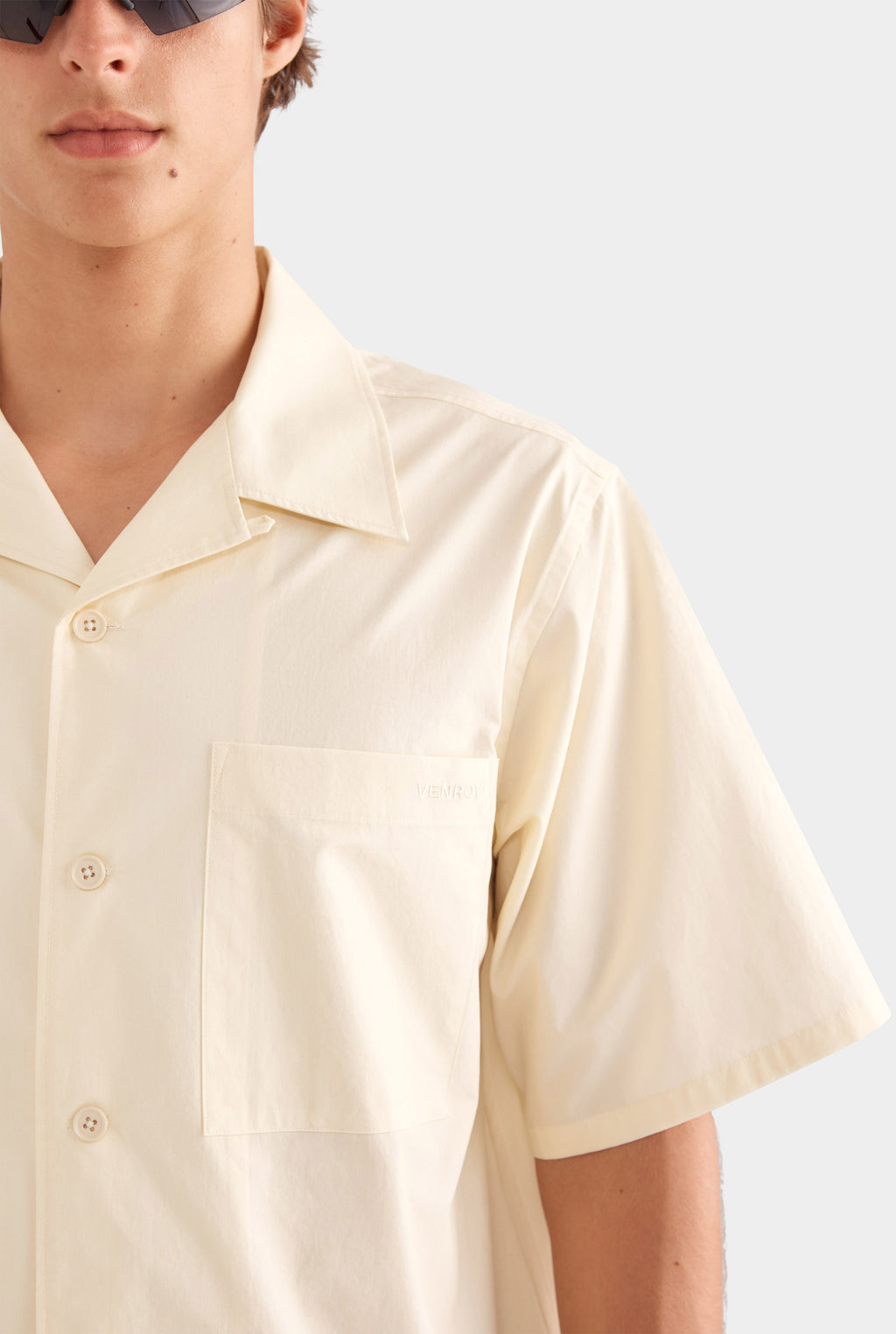 Relaxed Cotton Short Sleeve Shirt - Vanilla Cream/Siurell Stamp