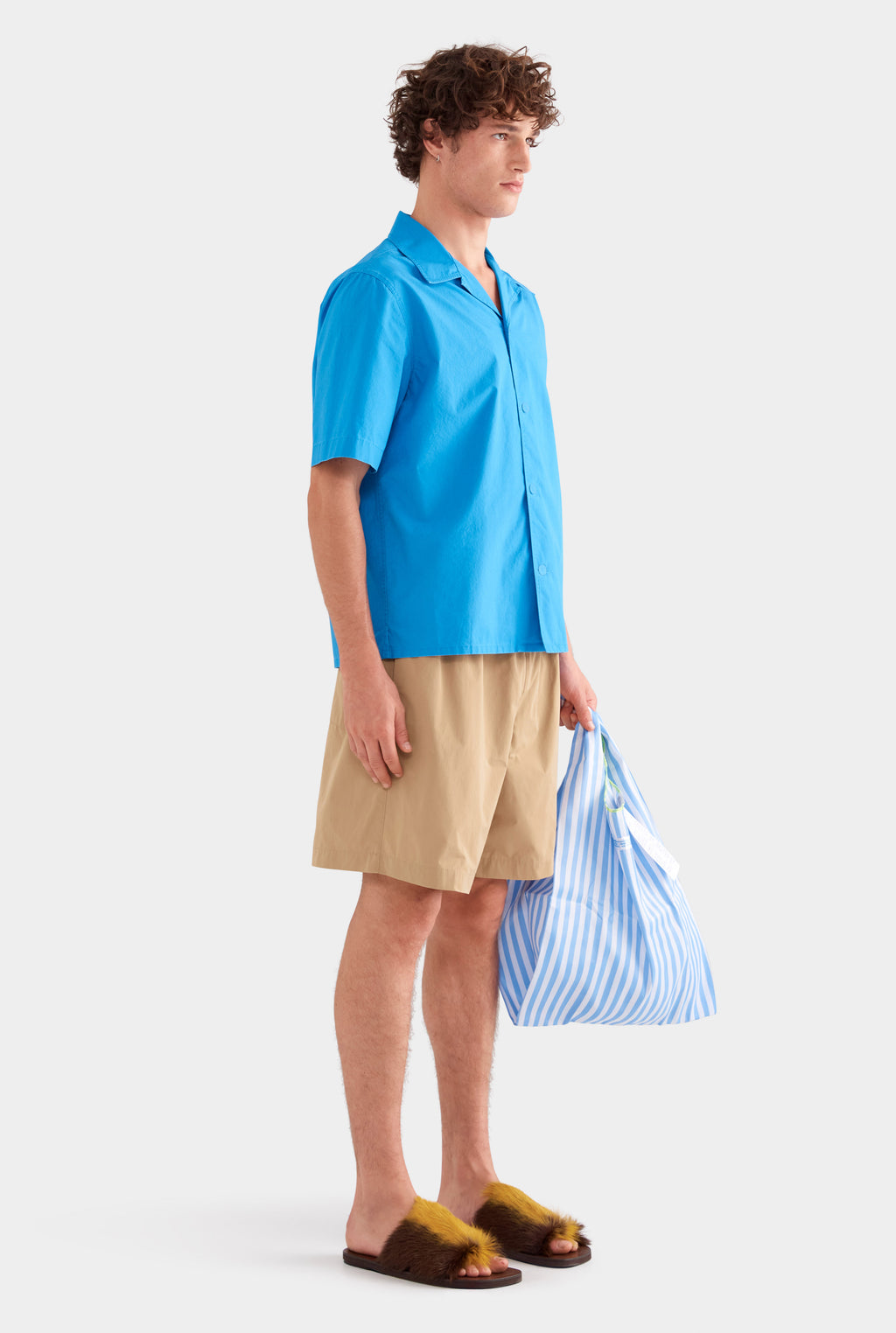 Relaxed Pigment Dyed Cotton Short Sleeve Shirt - Bright Blue