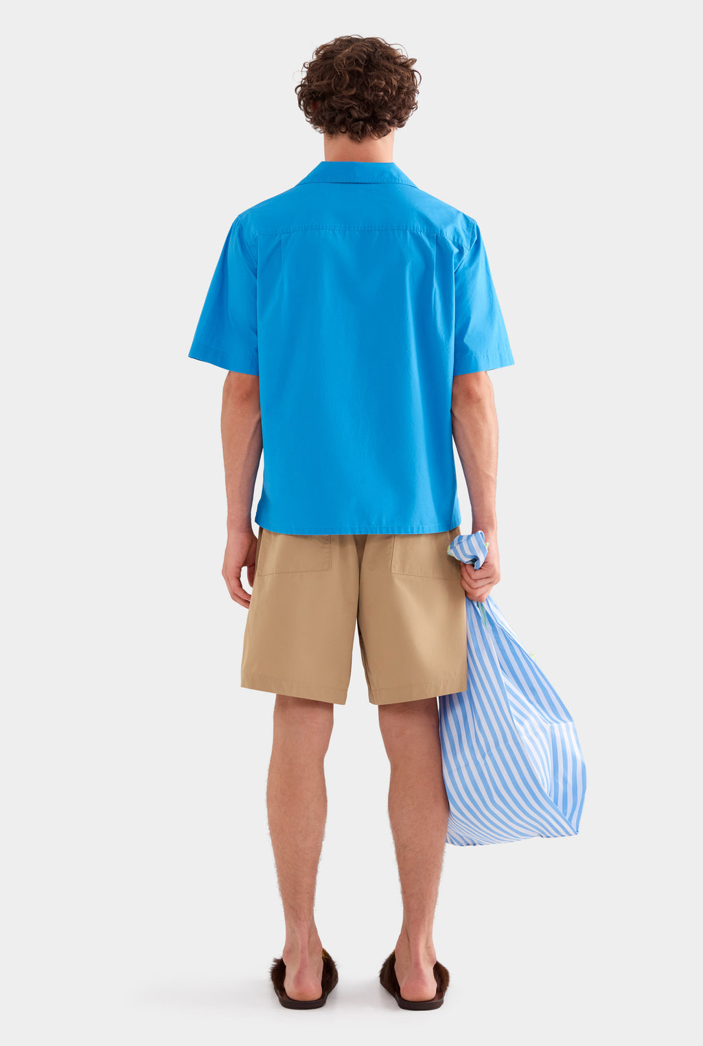 Relaxed Pigment Dyed Cotton Short Sleeve Shirt - Bright Blue