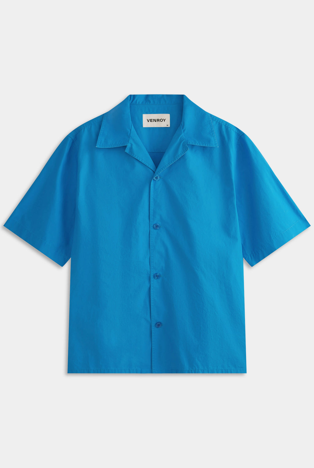 Relaxed Pigment Dyed Cotton Short Sleeve Shirt - Bright Blue