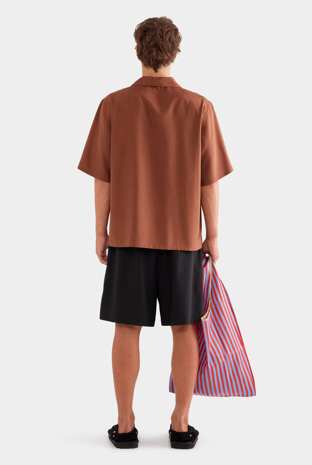 Relaxed Silk Short Sleeve Shirt - Chocolate