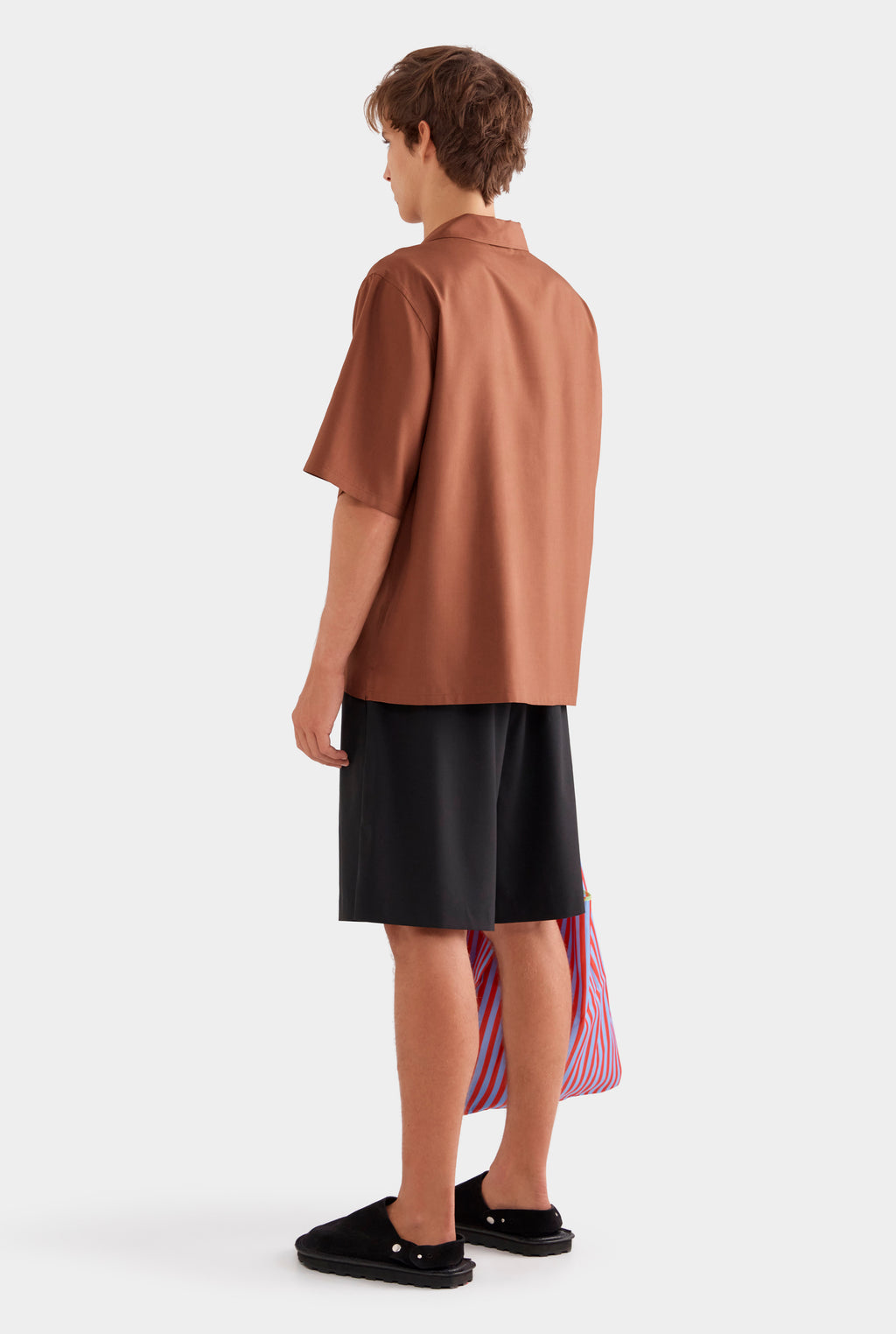 Relaxed Silk Short Sleeve Shirt - Chocolate