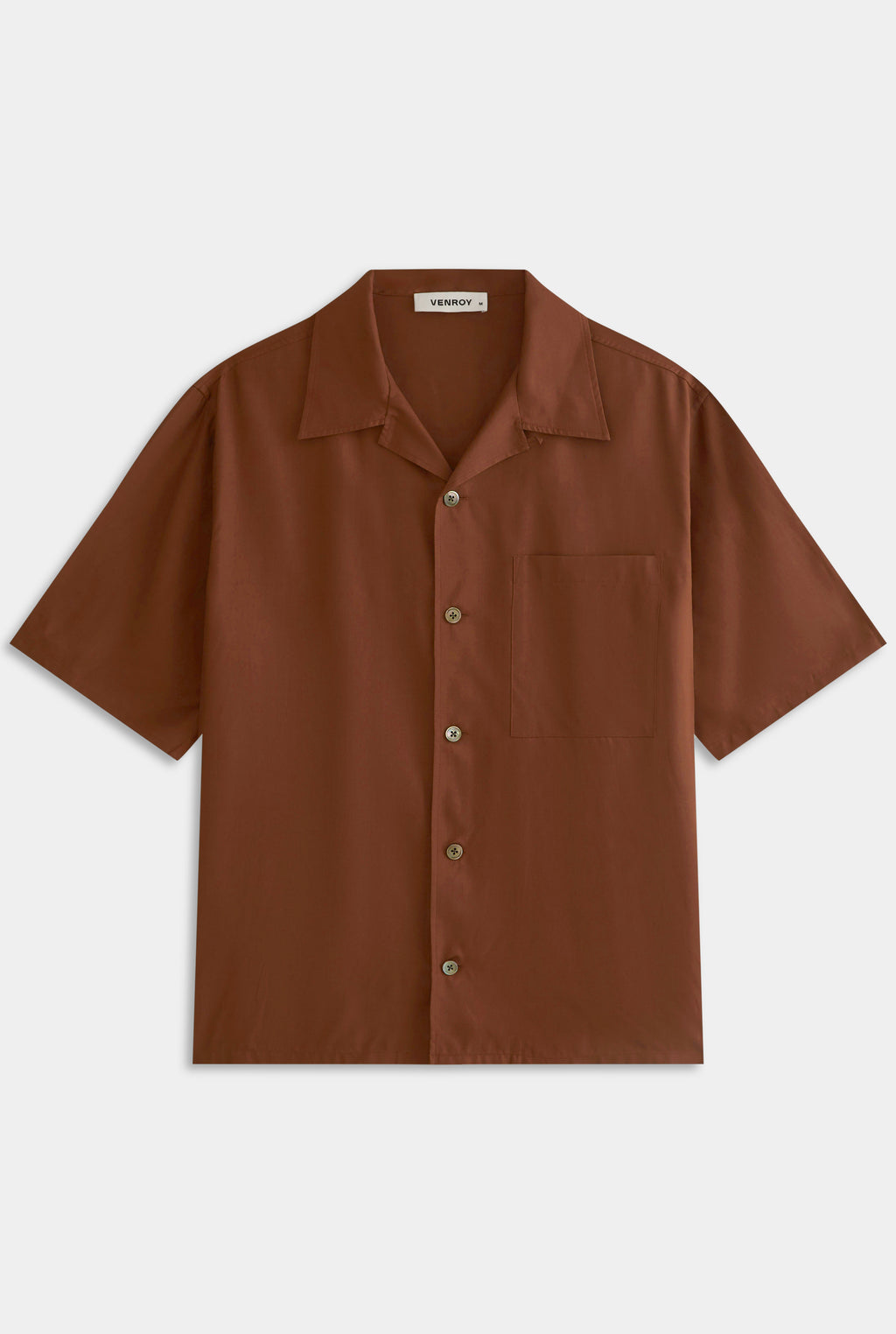 Relaxed Silk Short Sleeve Shirt - Chocolate