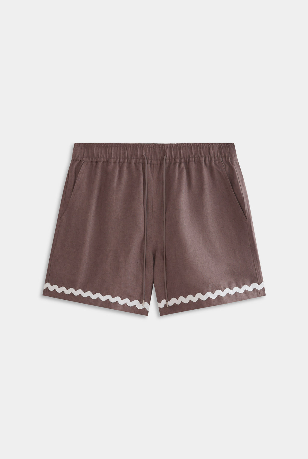 Trim Detail Linen Lounge Short - Iron/White