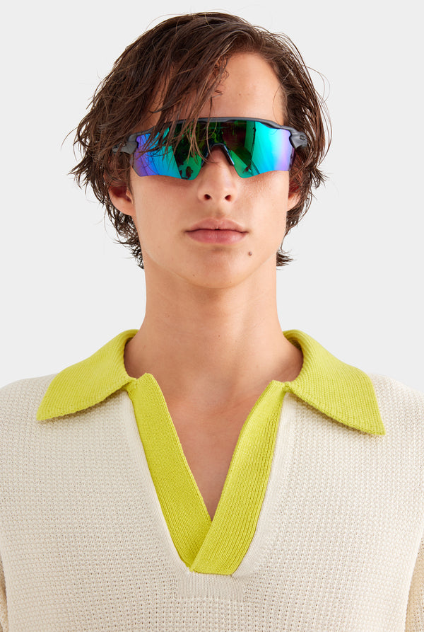 Relaxed Cotton Knit Open Neck Polo - Cream/Dijon