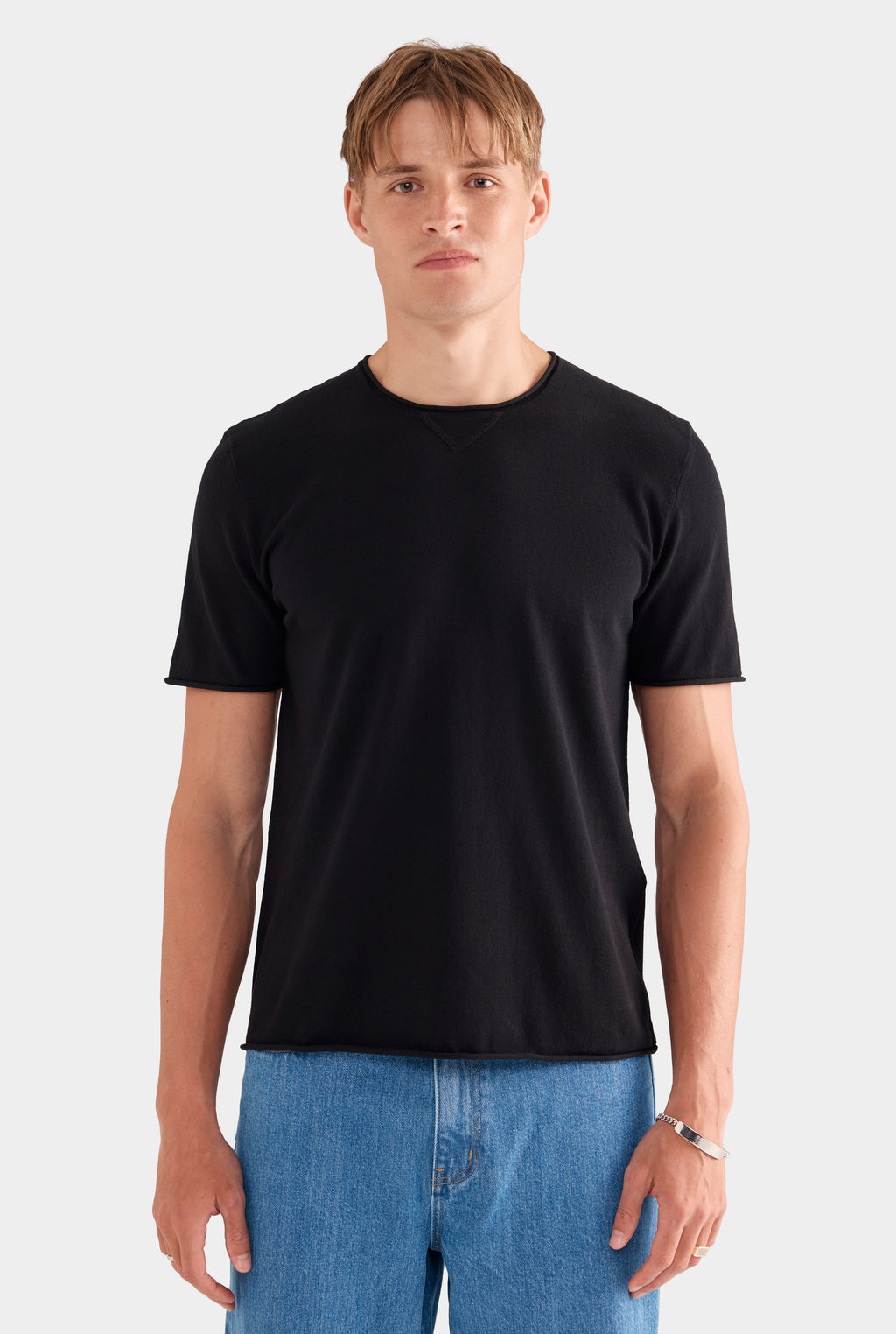 Mens Rolled Edge Cotton Knit T in Shirt Venroy – VENROY