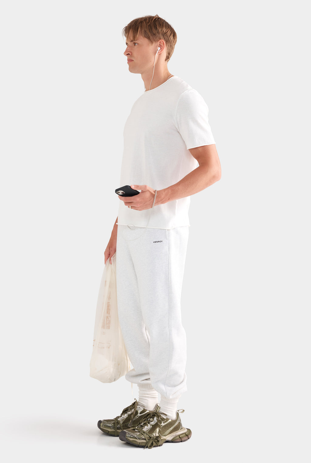 Rolled Edge Cotton Knit T-Shirt - Off White