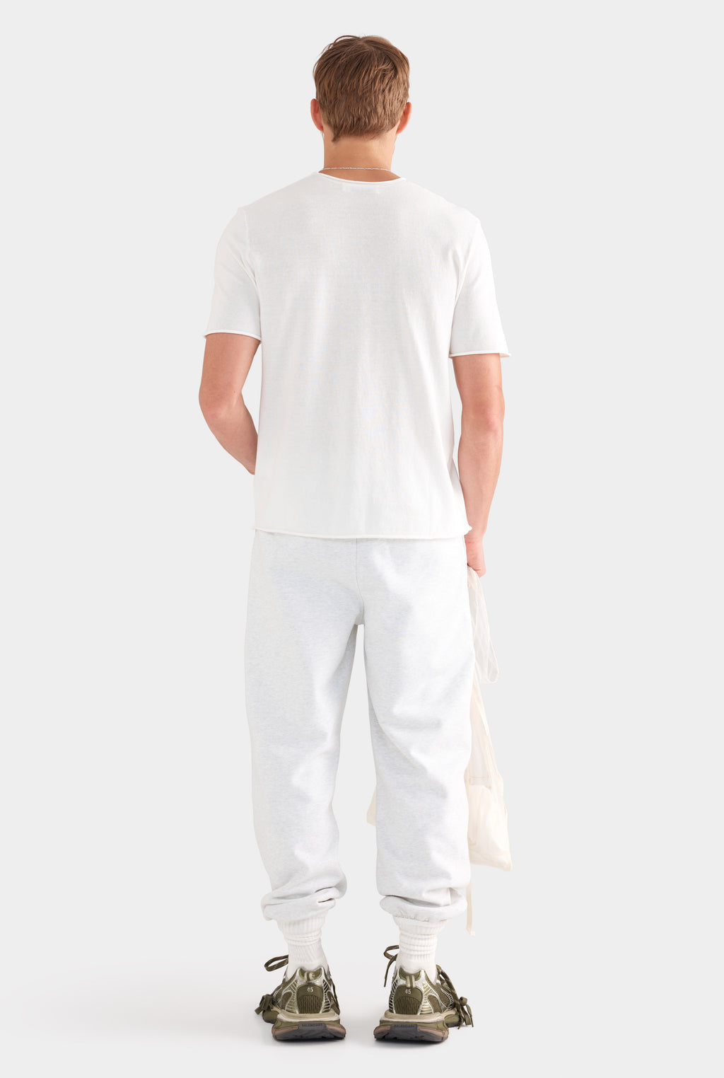 Rolled Edge Cotton Knit T-Shirt - Off White