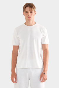 Rolled Edge Cotton Knit T-Shirt - Off White