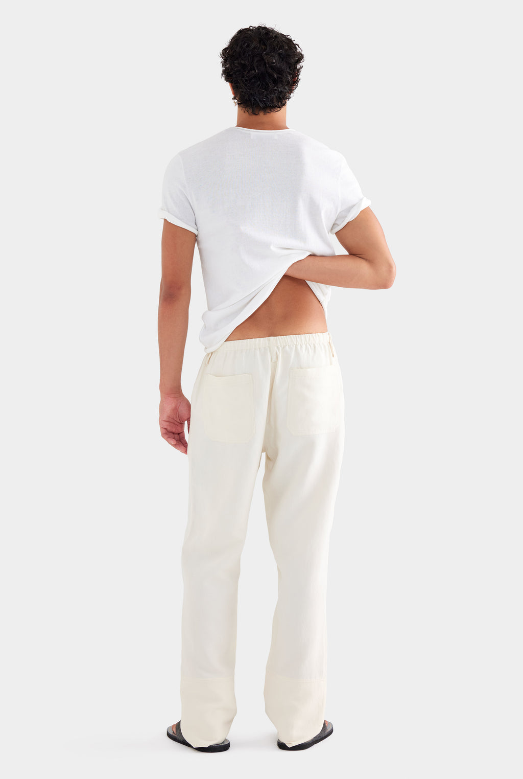 Silk Linen Relaxed Trouser - Cream