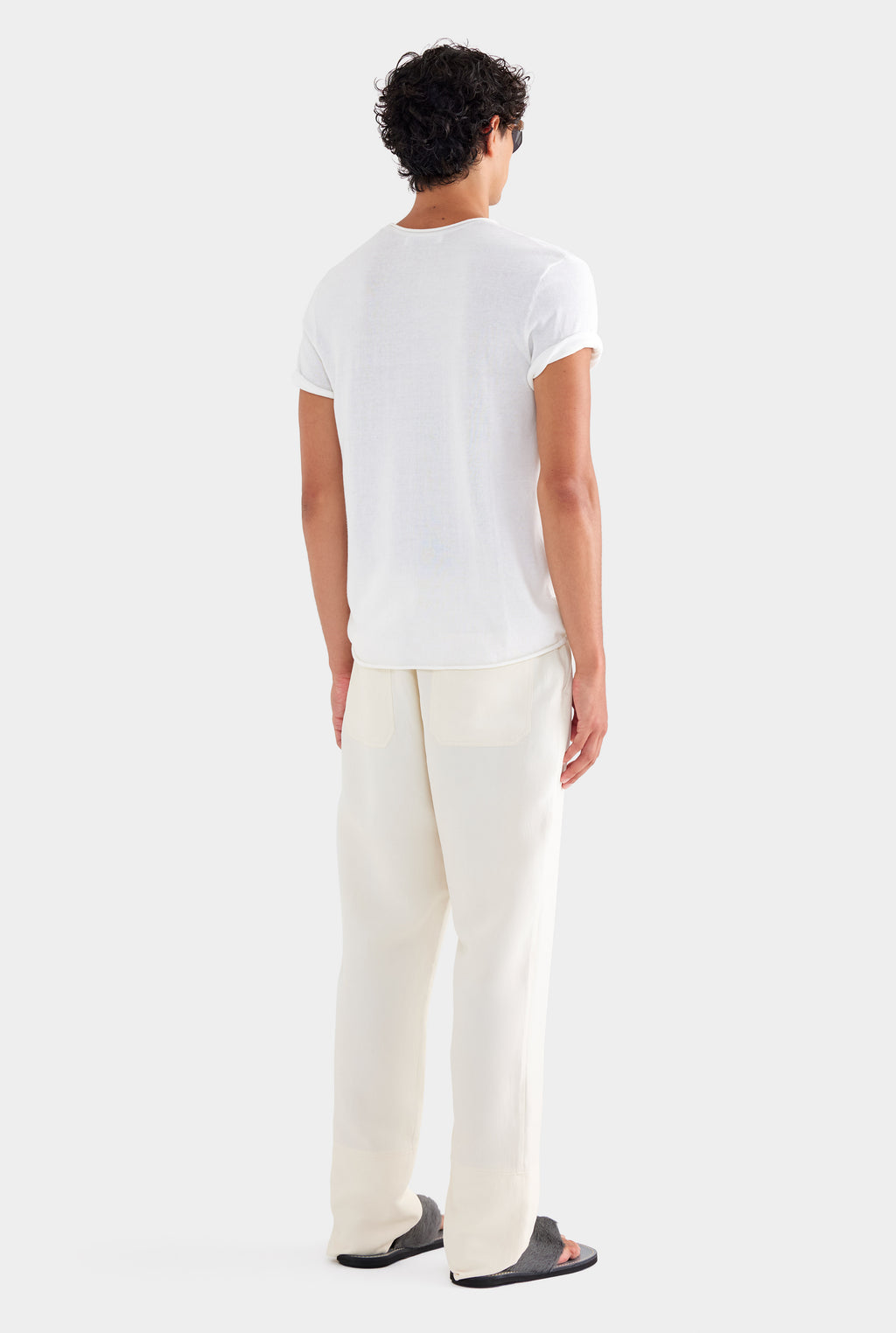 Silk Linen Relaxed Trouser - Cream