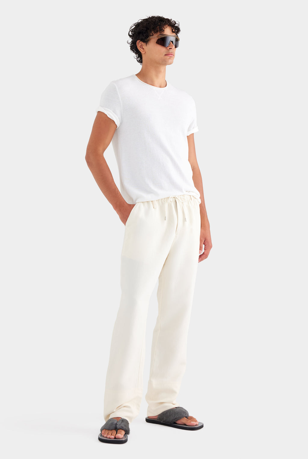 Silk Linen Relaxed Trouser - Cream