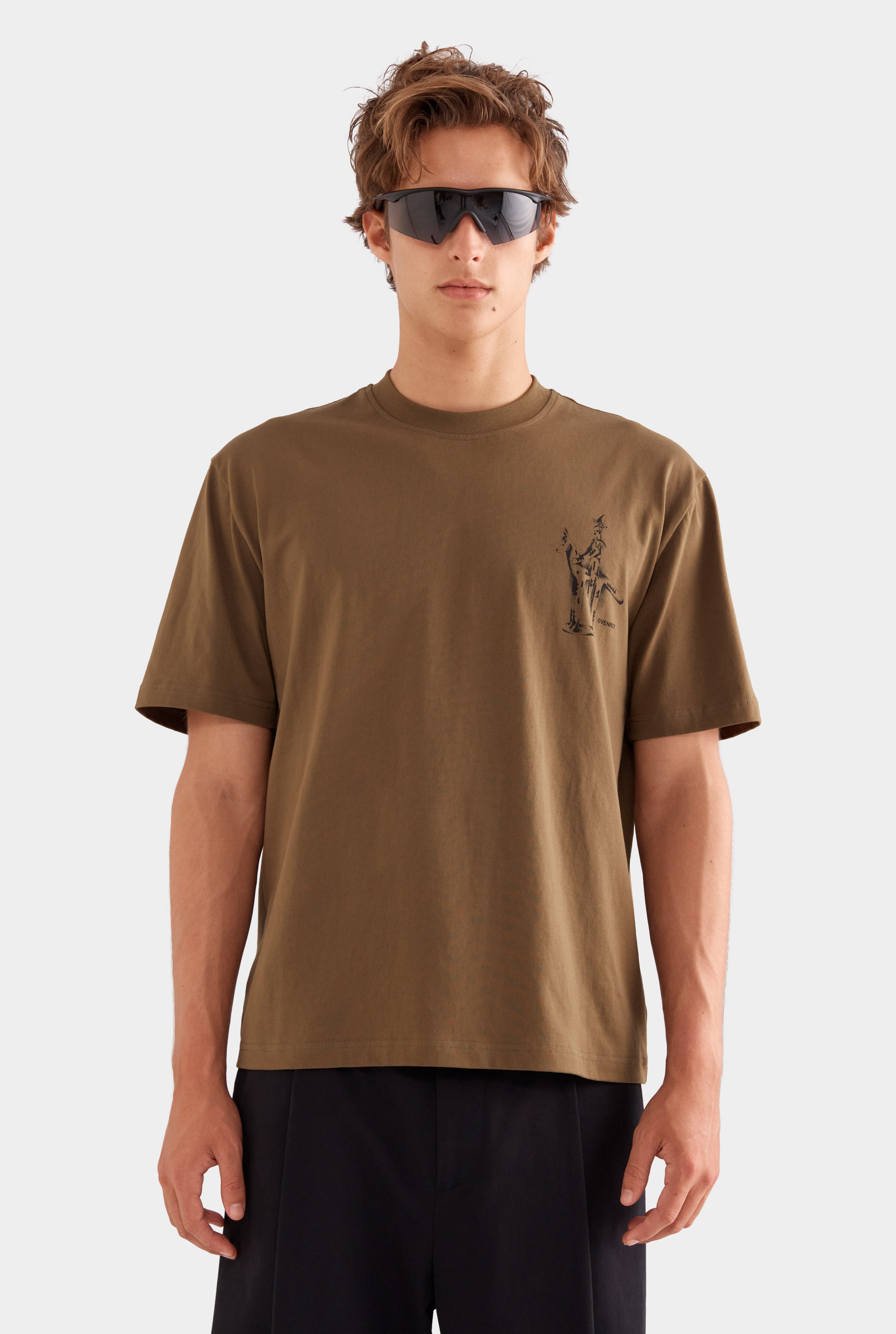 Standard Cotton T Shirt - Military Olive/Horse Stamp