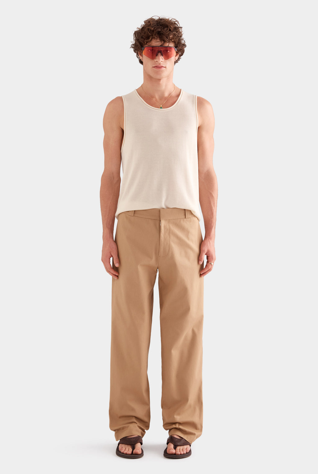 Straight Leg Cotton Canvas Pant - Tan