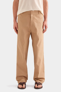 Straight Leg Cotton Canvas Pant - Tan