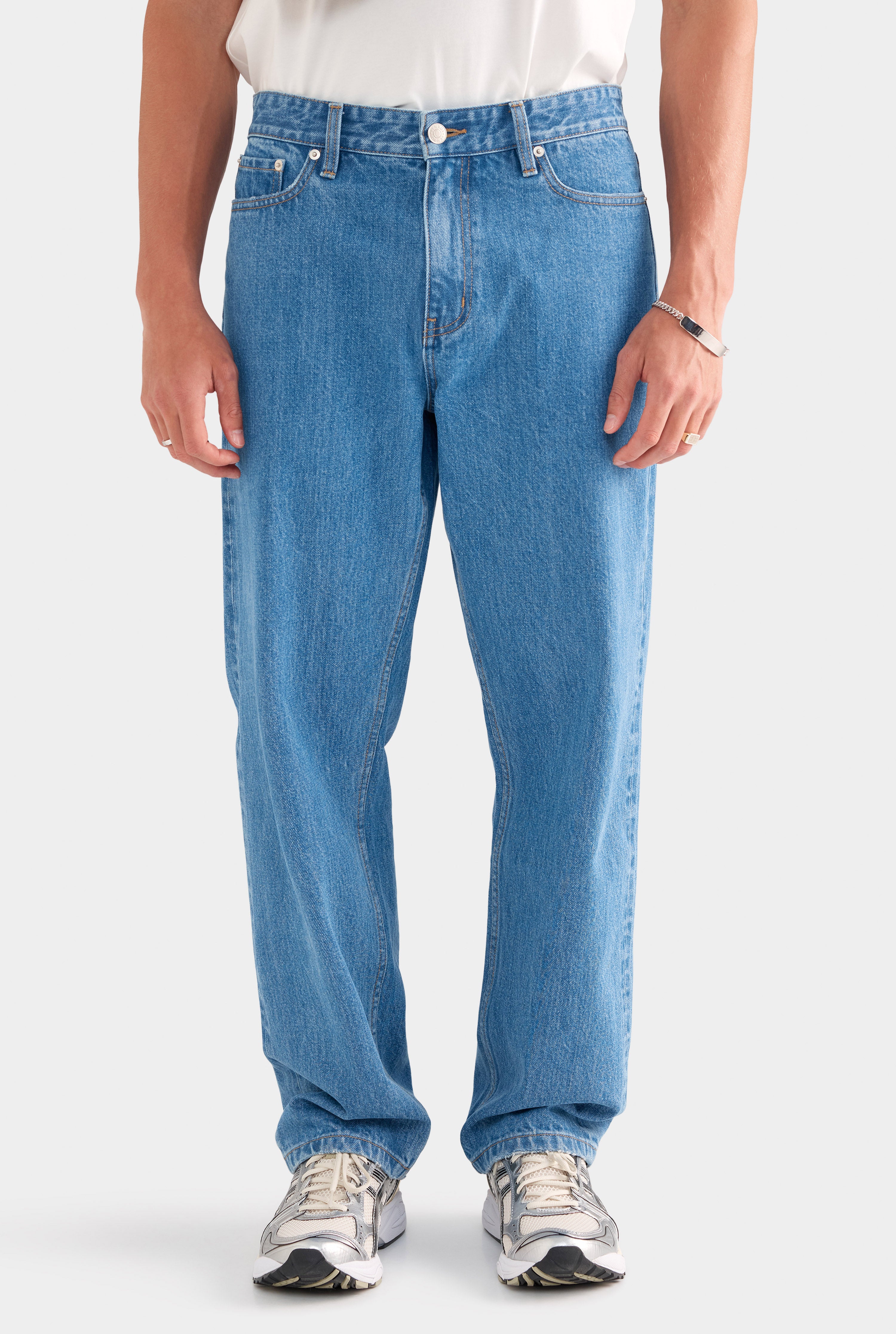 Straight Leg Denim Jean - Mid Blue