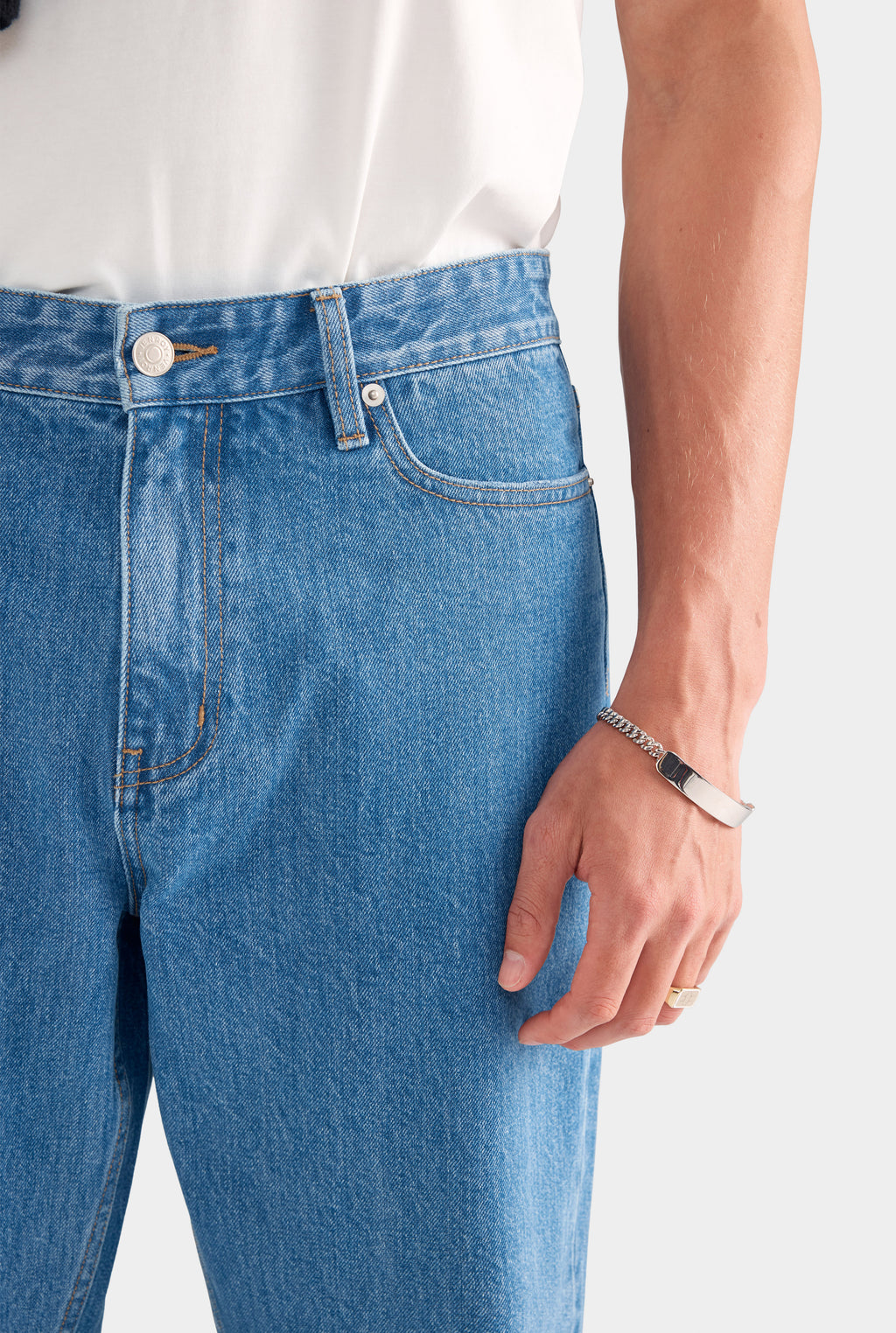 Straight Leg Denim Jean - Mid Blue