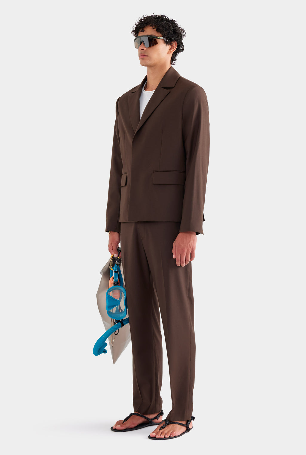 Tailored Wool Suit Jacket - Brown