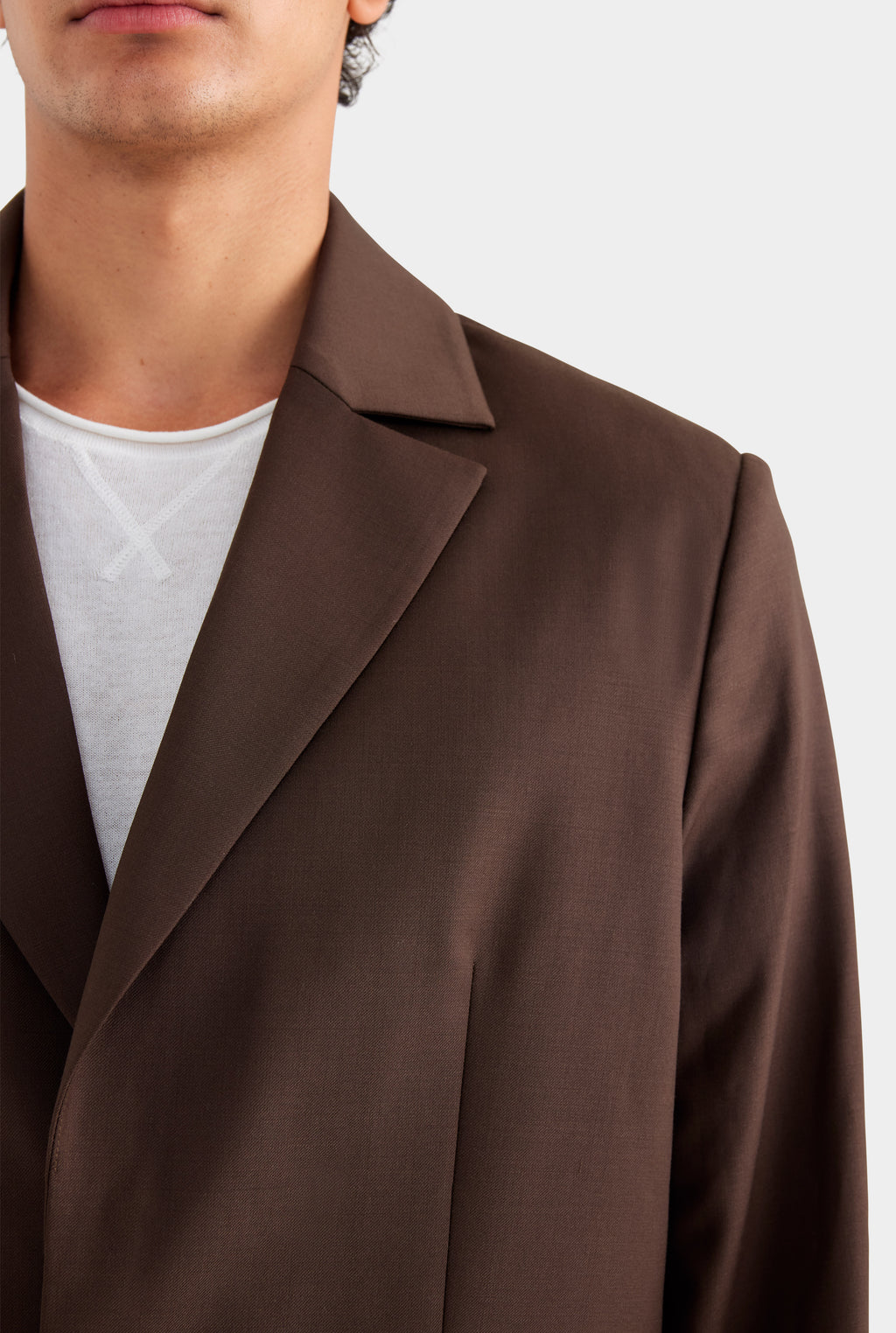 Tailored Wool Suit Jacket - Brown