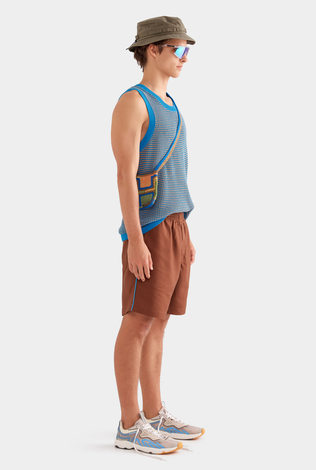 Tencel Lounge Short - Chocolate/Bright Blue