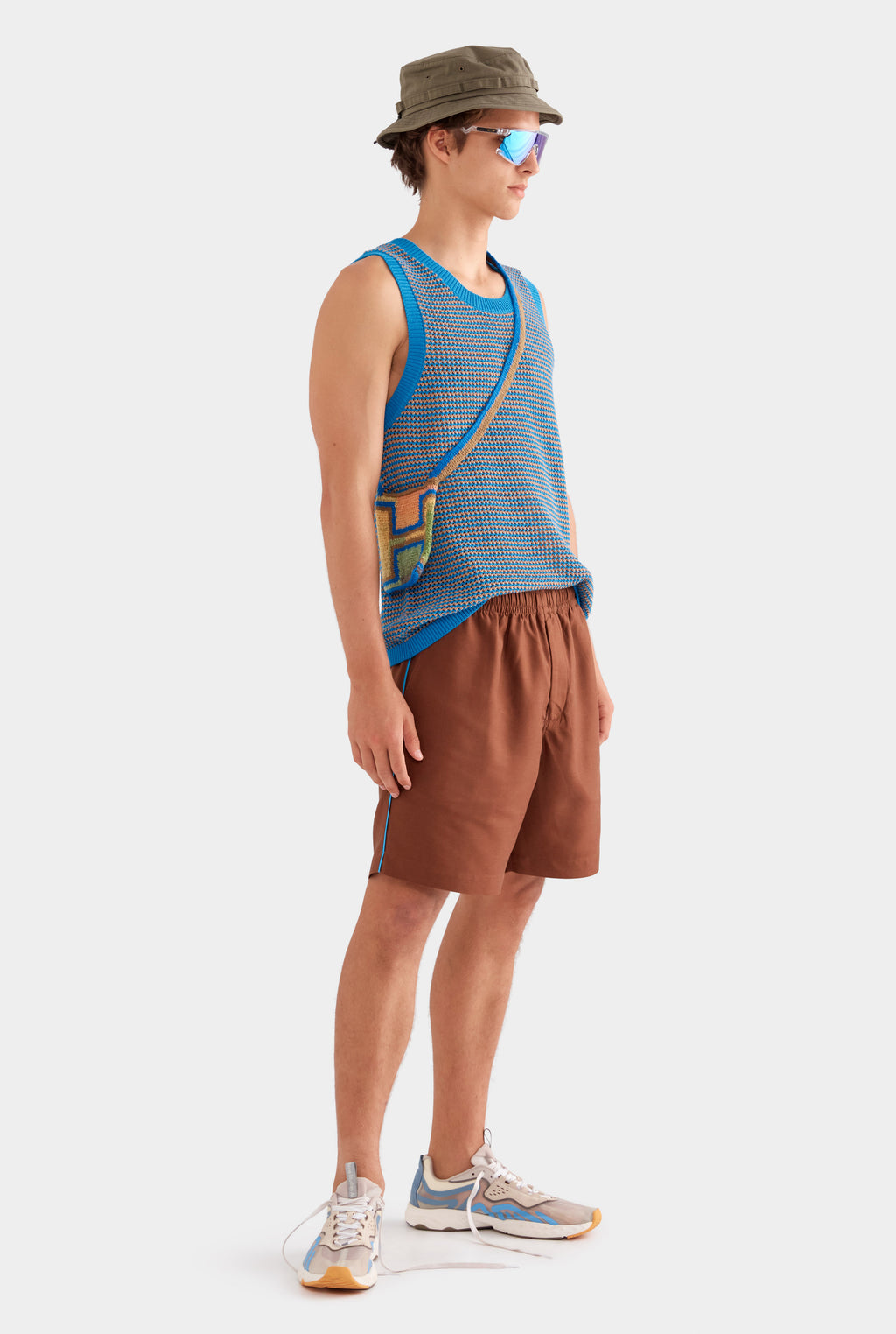 Tencel Lounge Short - Chocolate/Bright Blue