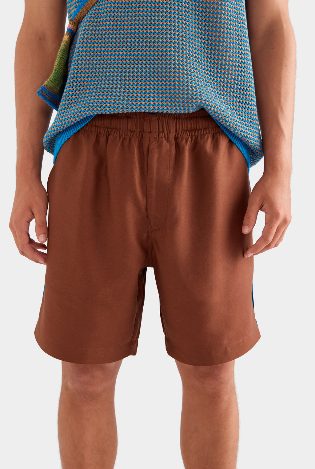 Tencel Lounge Short - Chocolate/Bright Blue