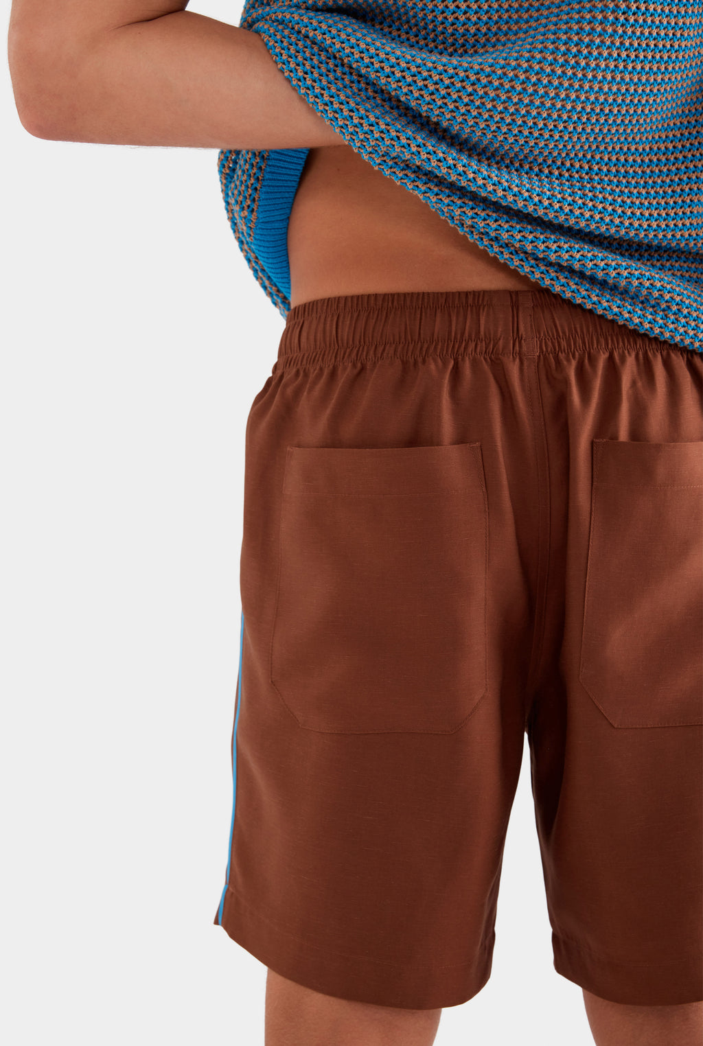 Tencel Lounge Short - Chocolate/Bright Blue