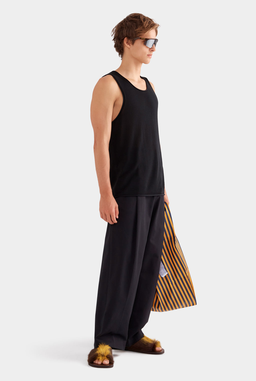 Tencel Rolled Edge Tank - Black