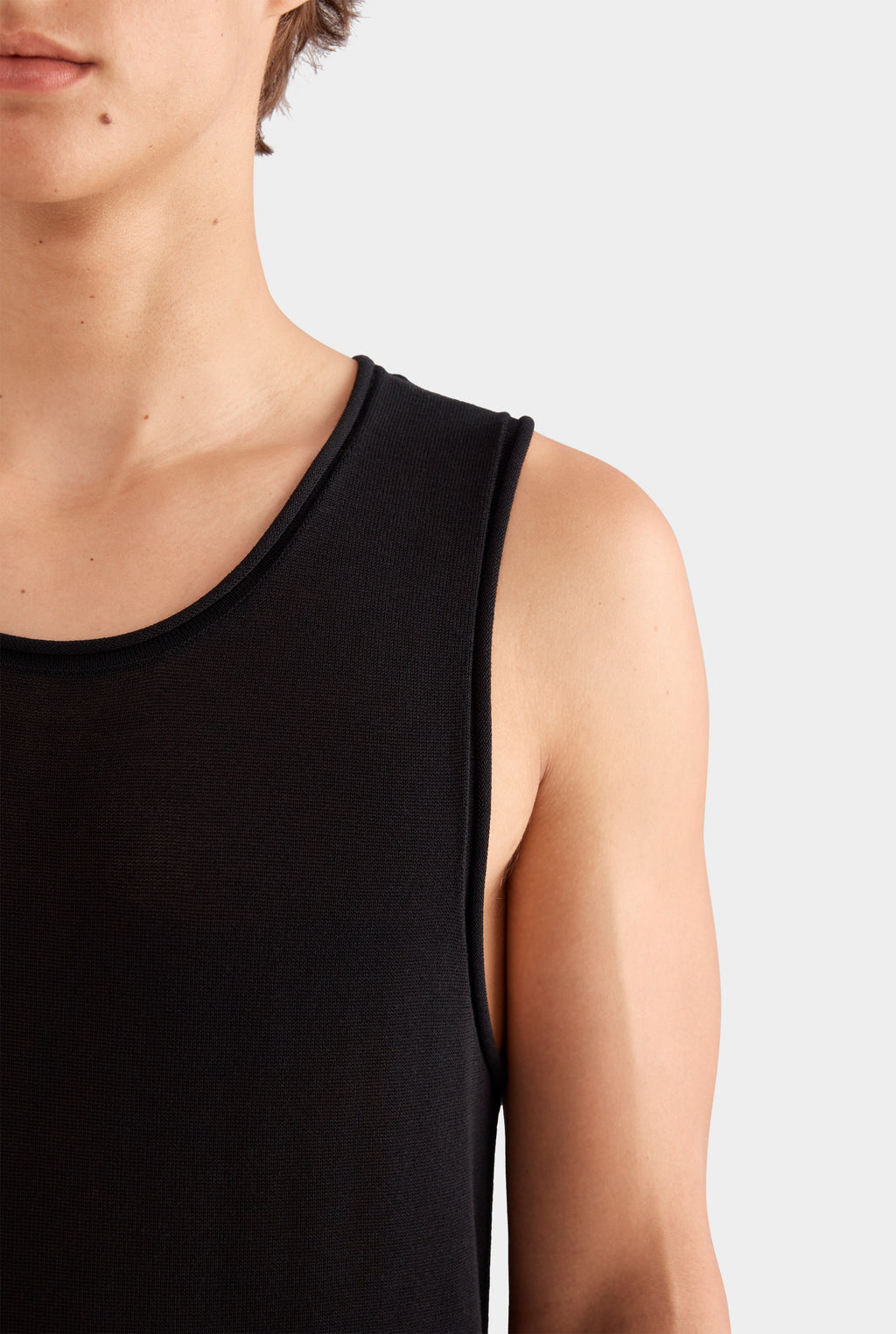 Tencel Rolled Edge Tank - Black