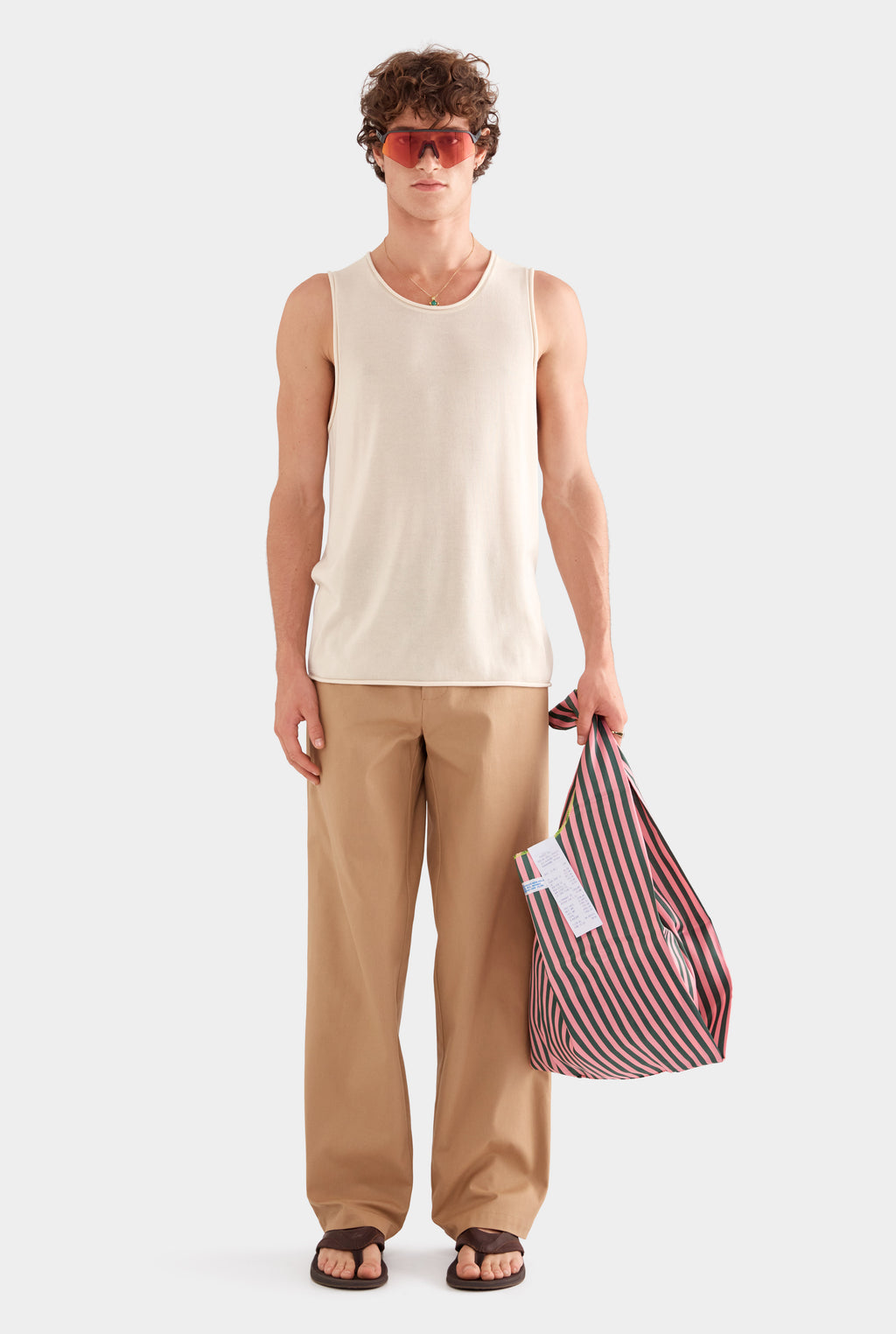 Tencel Rolled Edge Tank - Cream