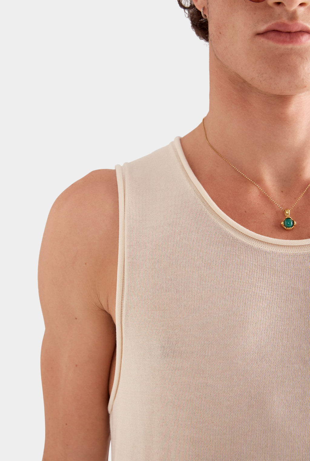 Tencel Rolled Edge Tank - Cream