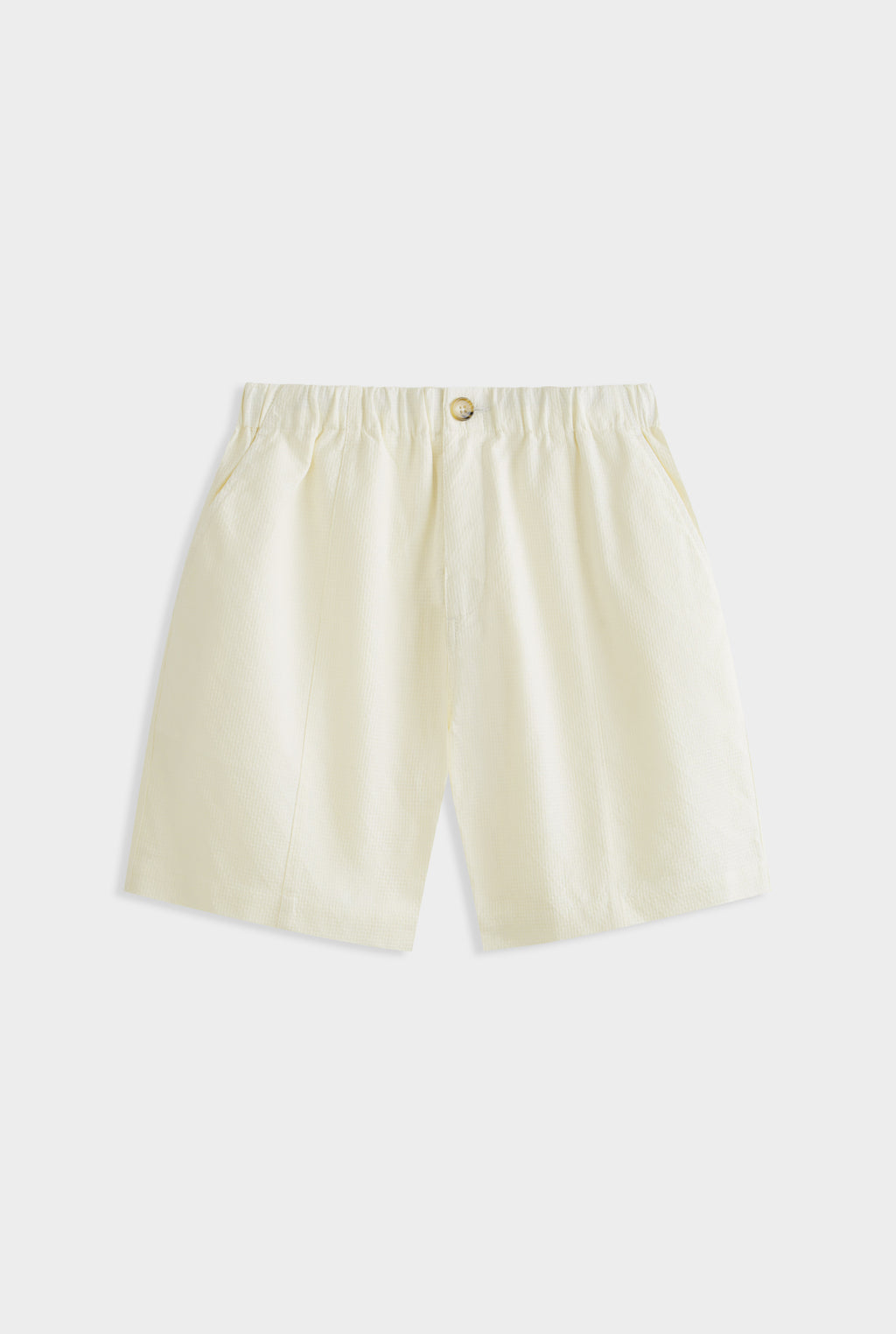Textured Seam Detail Shorts - Cream
