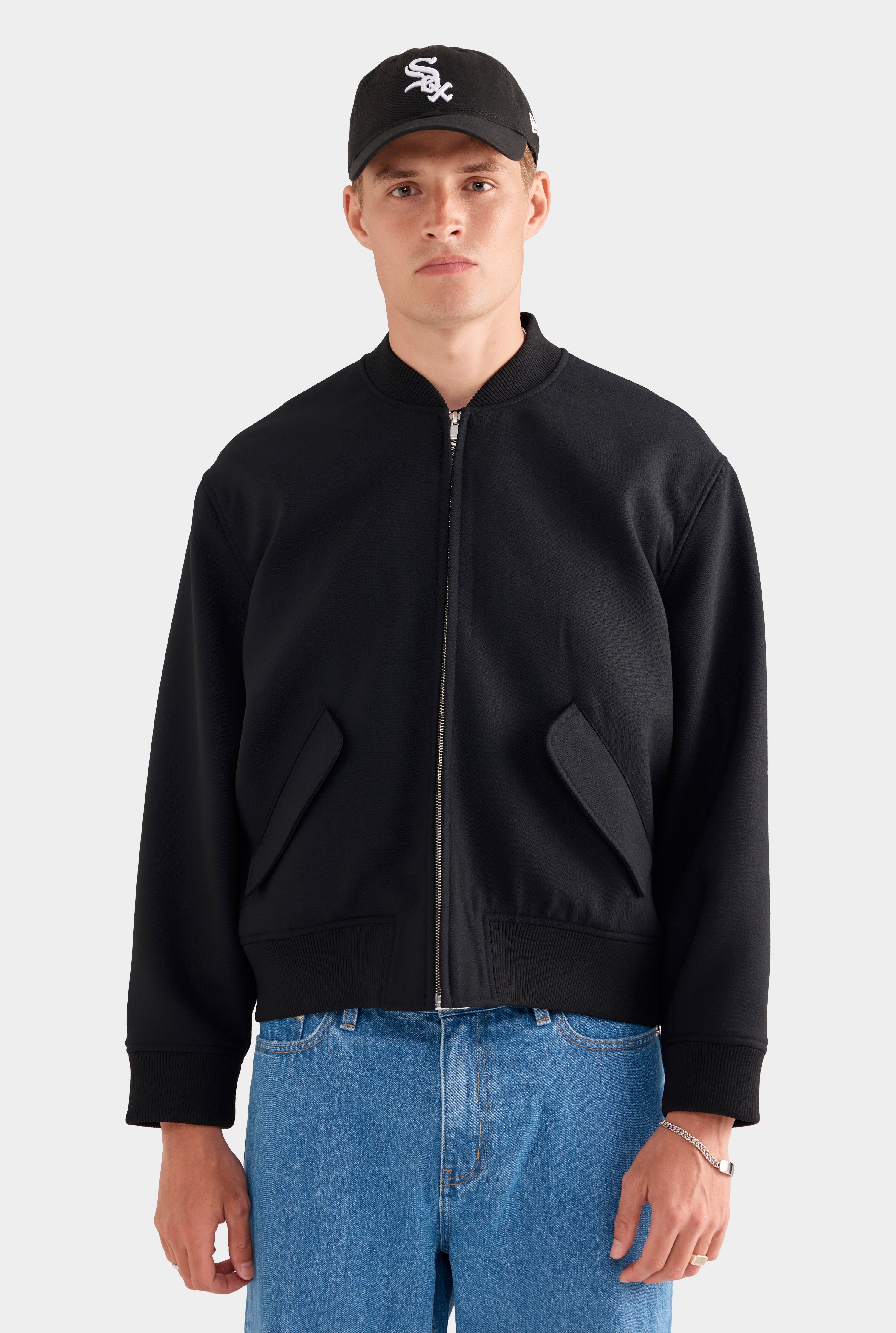 Wool Bomber Jacket - Black