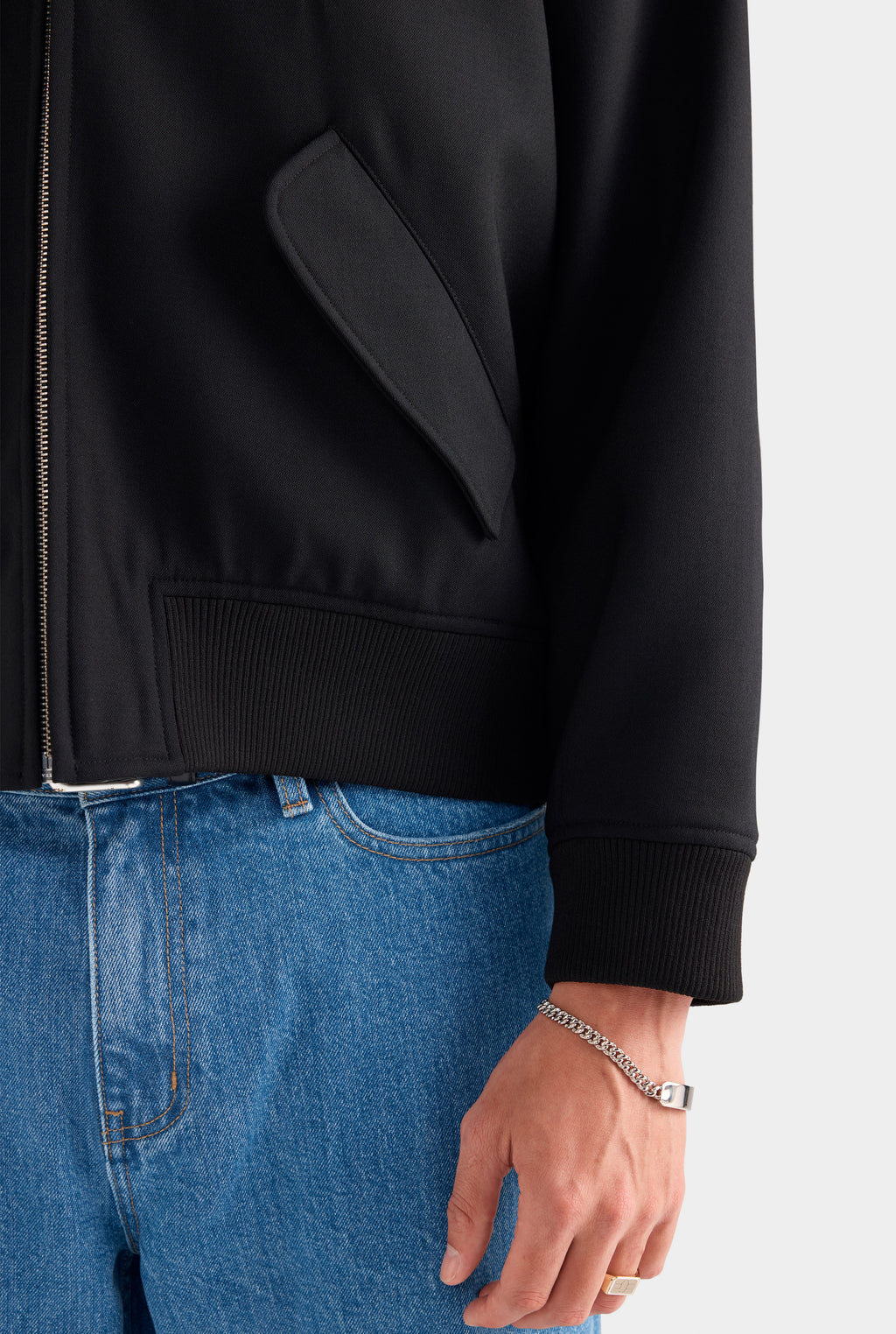 Wool Bomber Jacket - Black